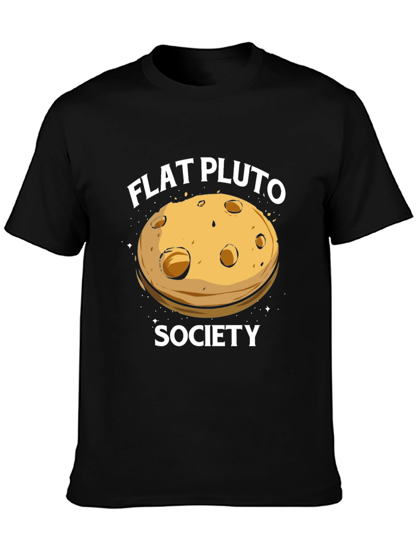 Flat Pluto Society Black T-Shirt