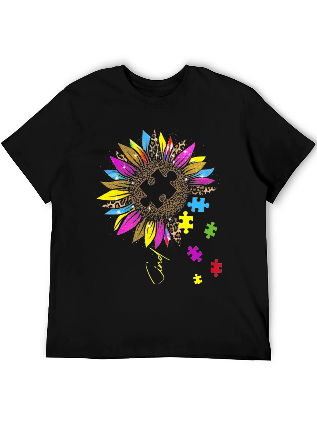 Autism Awareness Sunflower Puzzle Piece T-Shirt
