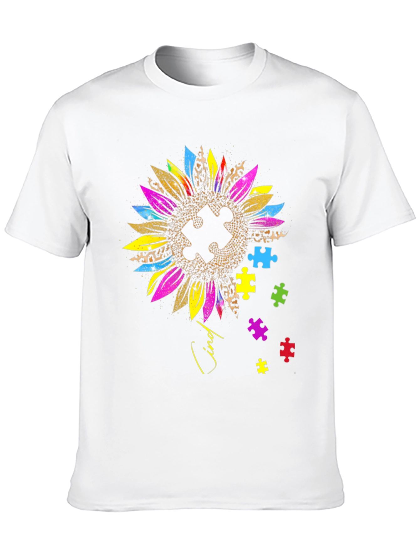 Autism Awareness Sunflower Puzzle Piece T-Shirt