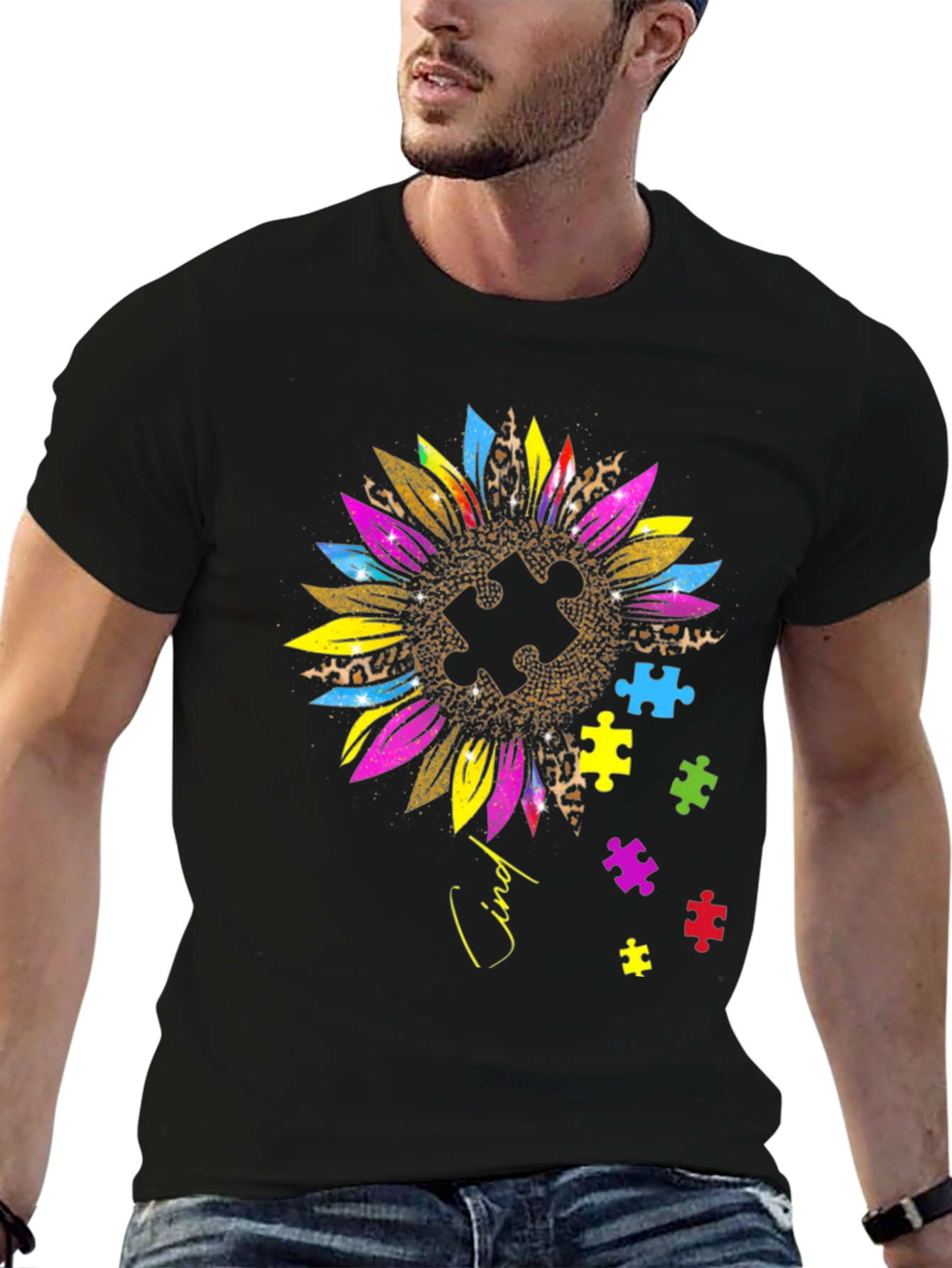 Autism Awareness Sunflower Puzzle Piece T-Shirt