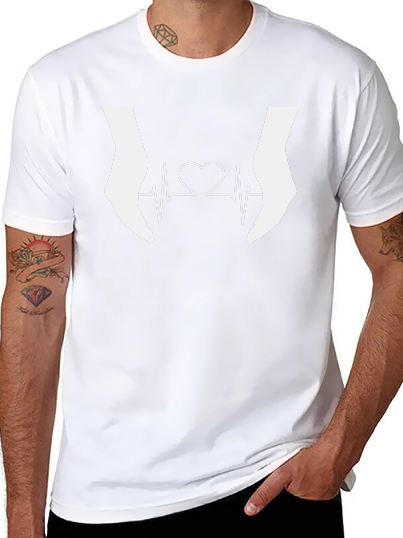 Heartbeat Hands Black Graphic Tee
