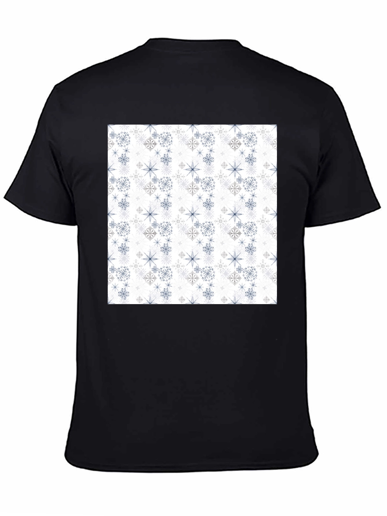 Snowflake Pattern Black T-Shirt