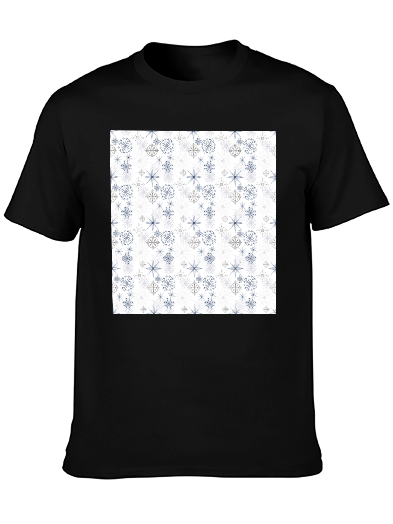 Snowflake Pattern Black T-Shirt