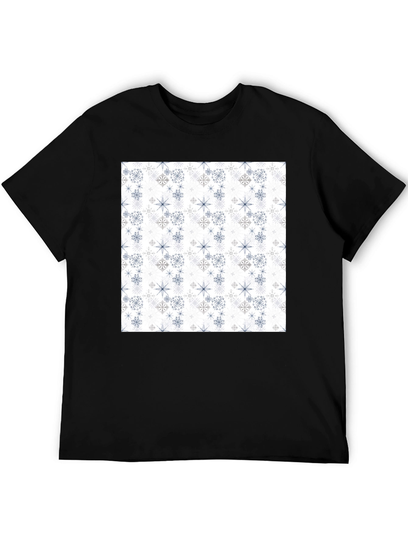 Snowflake Pattern Black T-Shirt