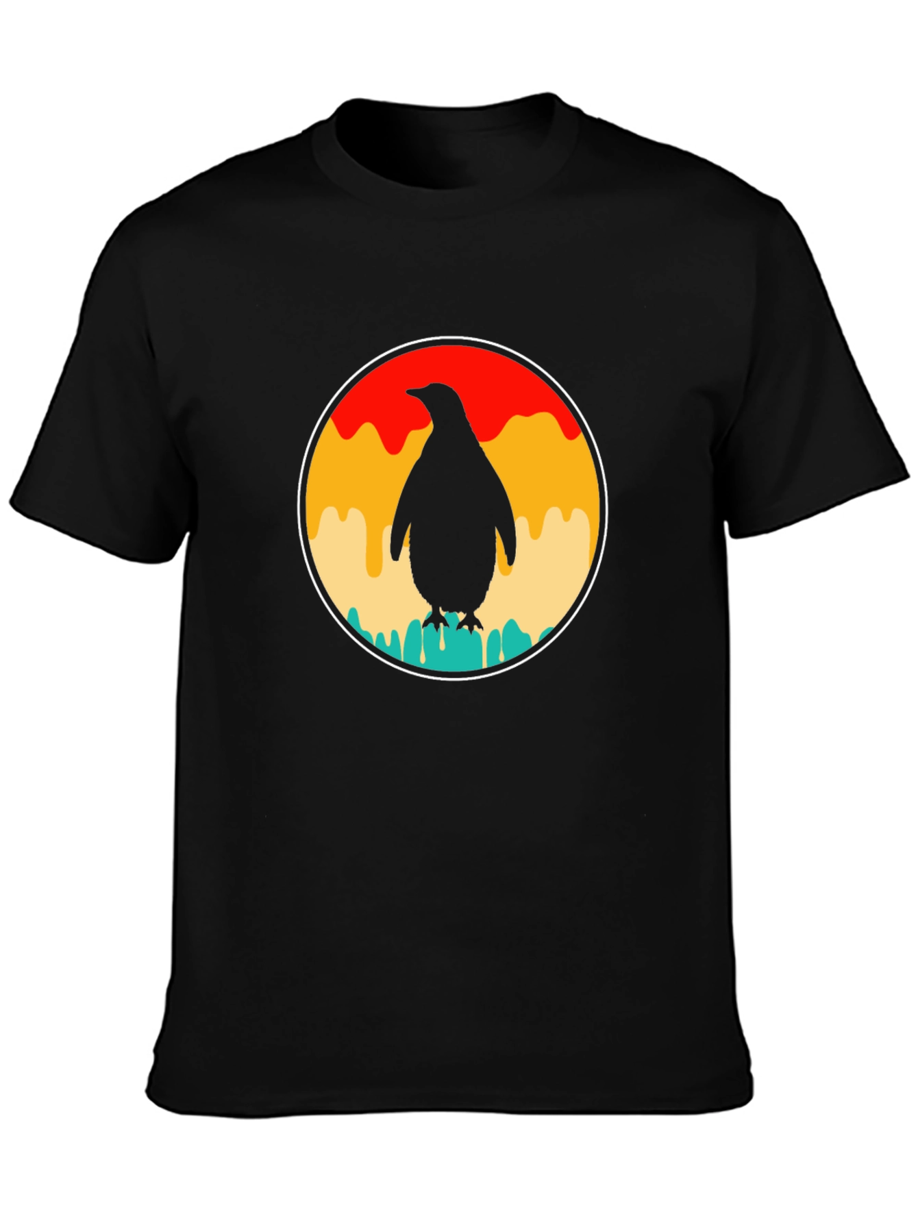 Retro Penguin T-Shirt - Black Graphic Tee