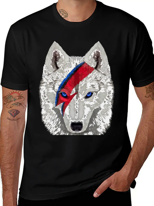 Polar Wolf Face Painted With Red Lightning Bolt Unisex Casual T-Shirt – Clean Design For Daily Comfort