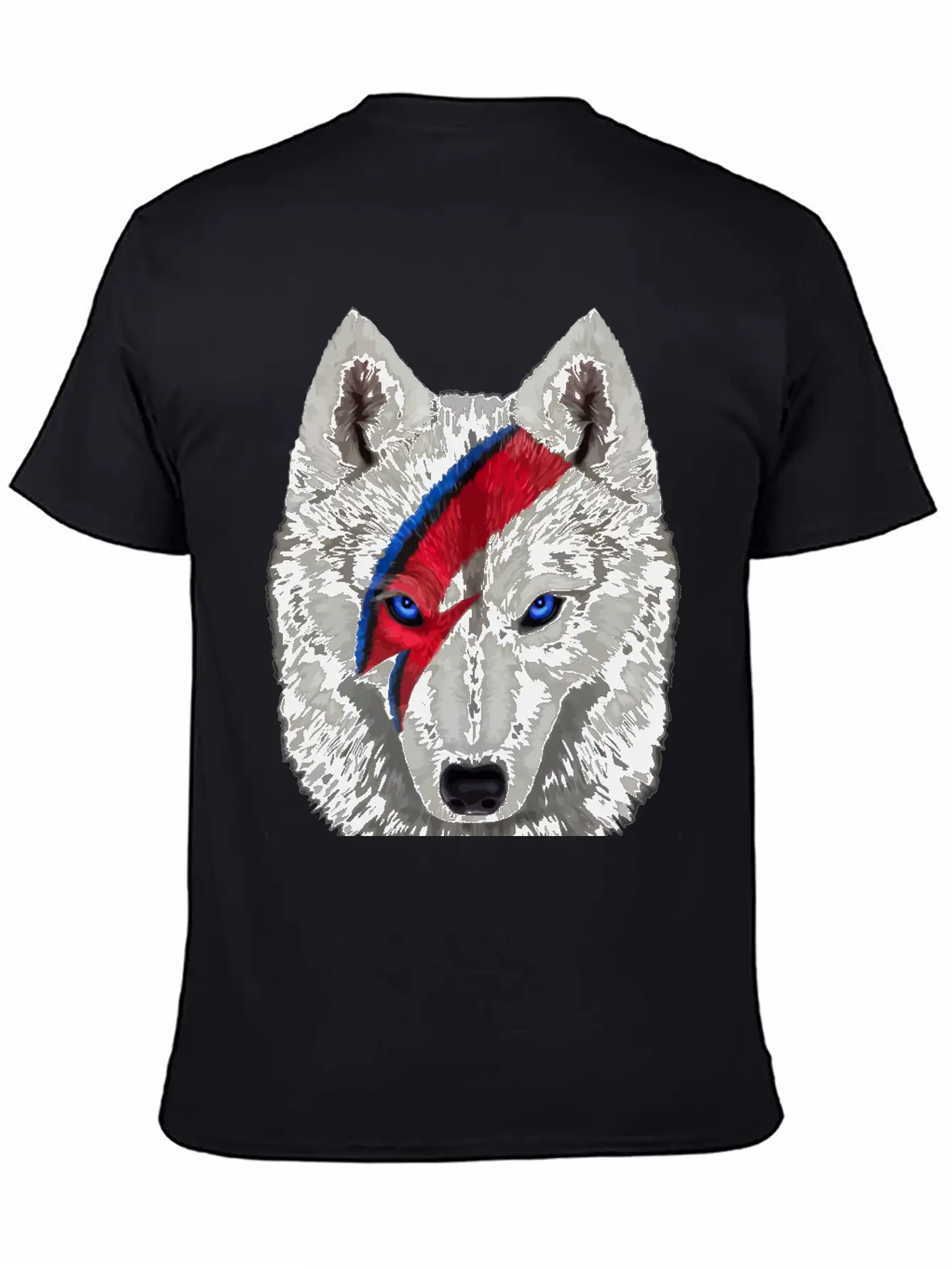 Polar Wolf Face Painted With Red Lightning Bolt Unisex Casual T-Shirt – Clean Design For Daily Comfort