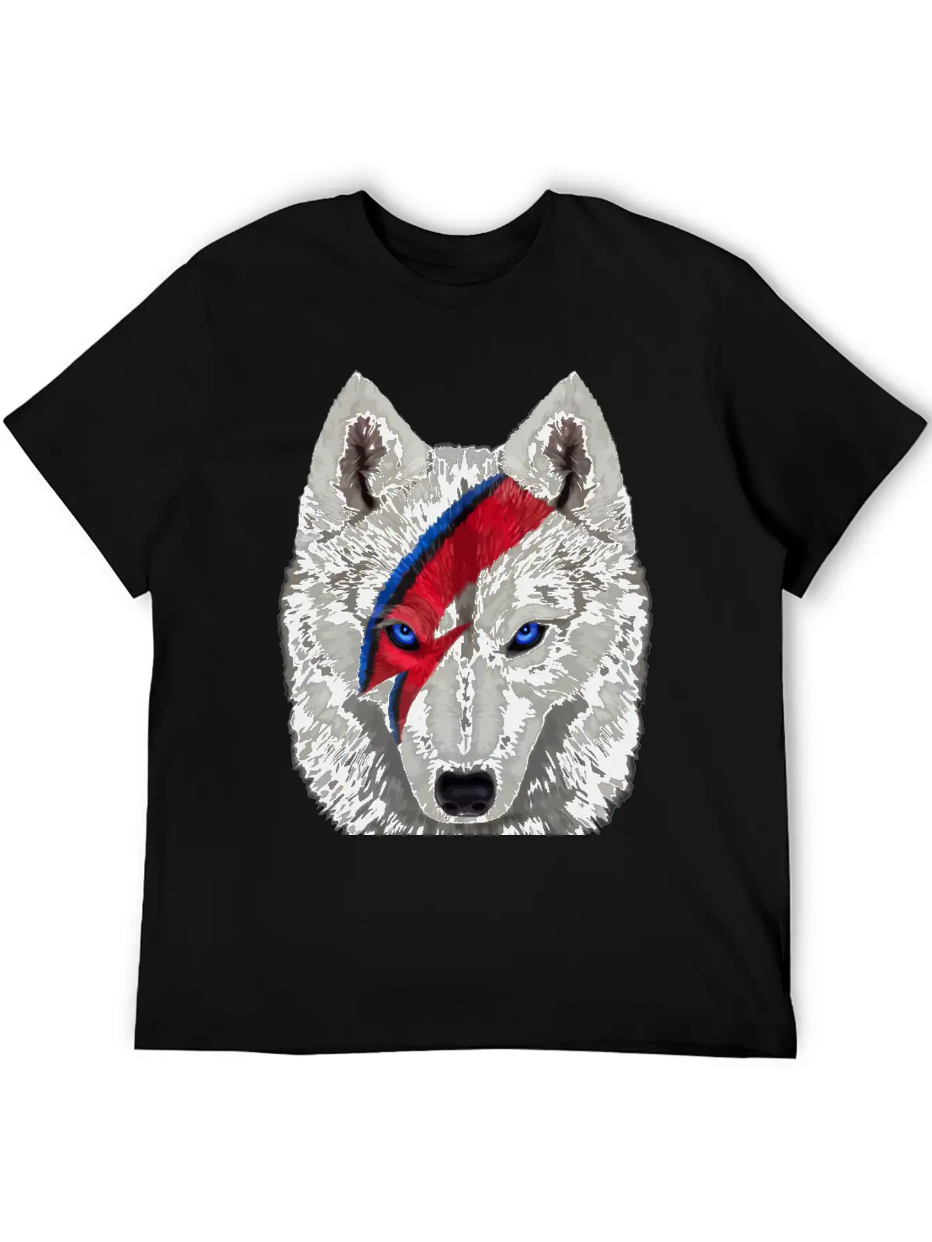 Polar Wolf Face Painted With Red Lightning Bolt Unisex Casual T-Shirt – Clean Design For Daily Comfort