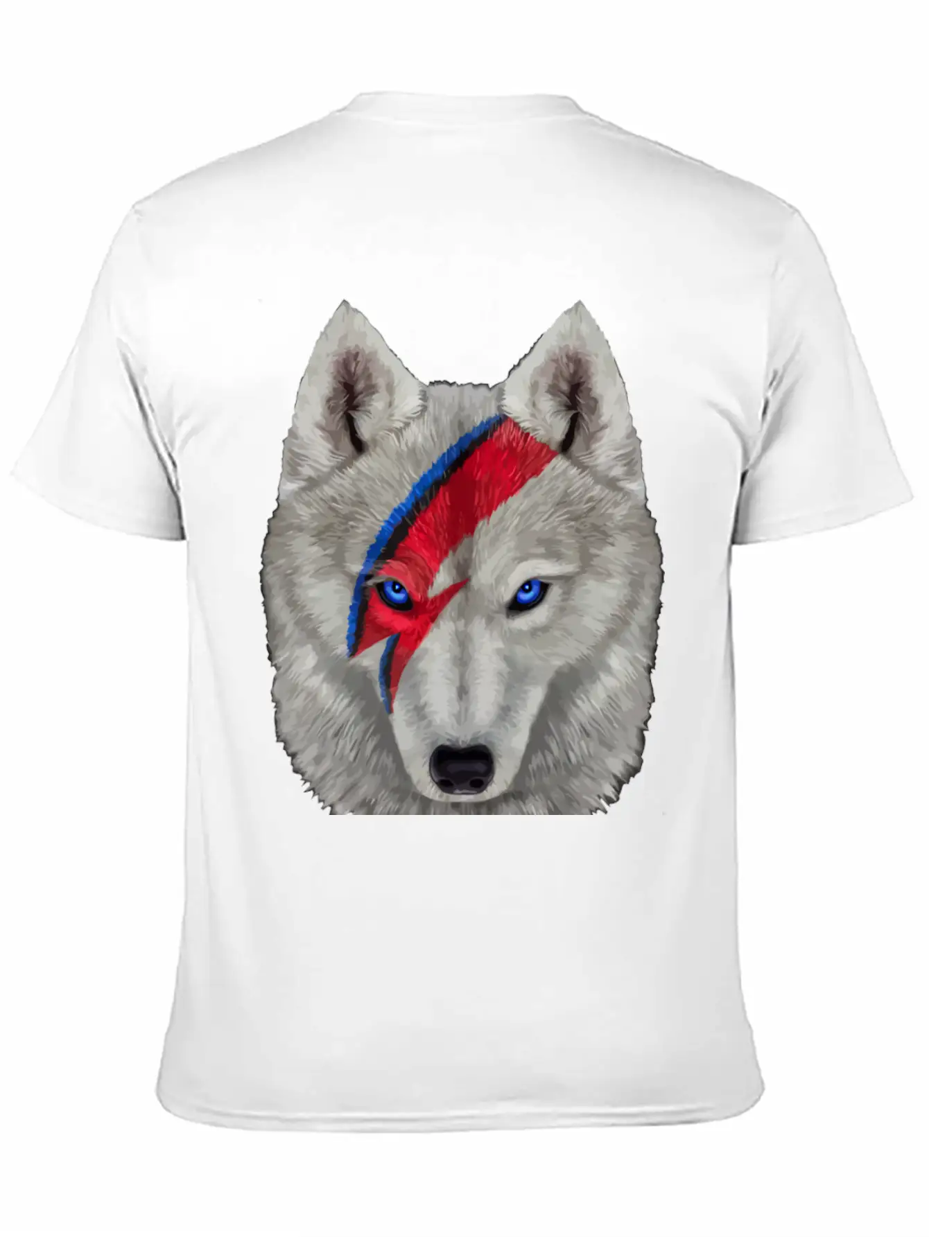Polar Wolf Face Painted With Red Lightning Bolt Unisex Casual T-Shirt – Clean Design For Daily Comfort