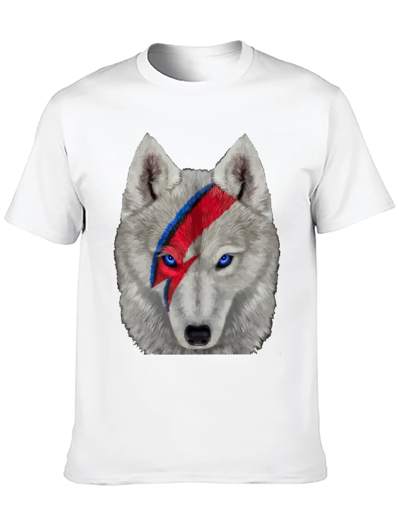 Polar Wolf Face Painted With Red Lightning Bolt Unisex Casual T-Shirt – Clean Design For Daily Comfort