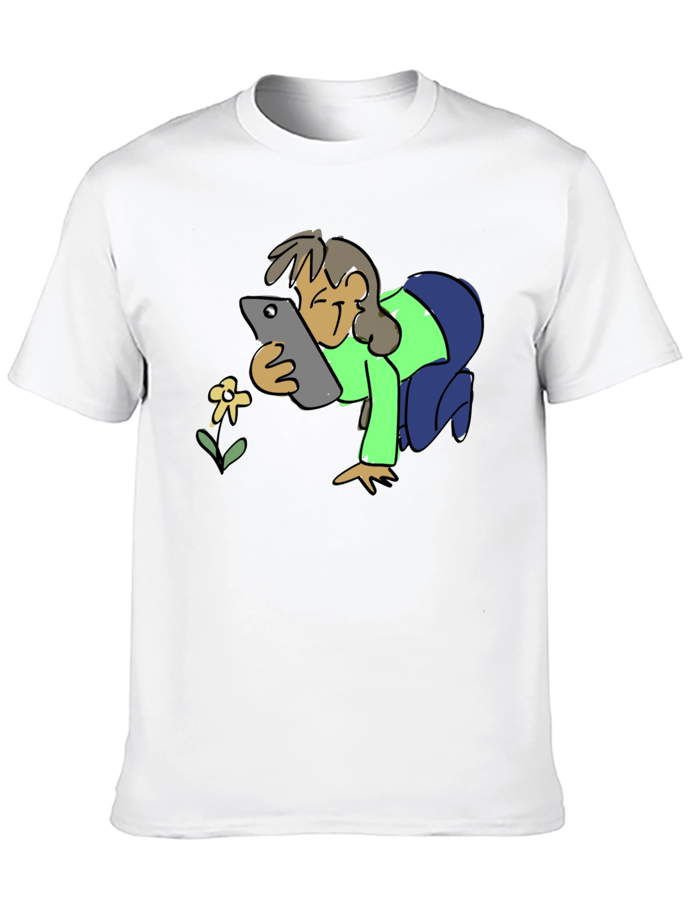 Smartphone Flower Photo Black T-Shirt