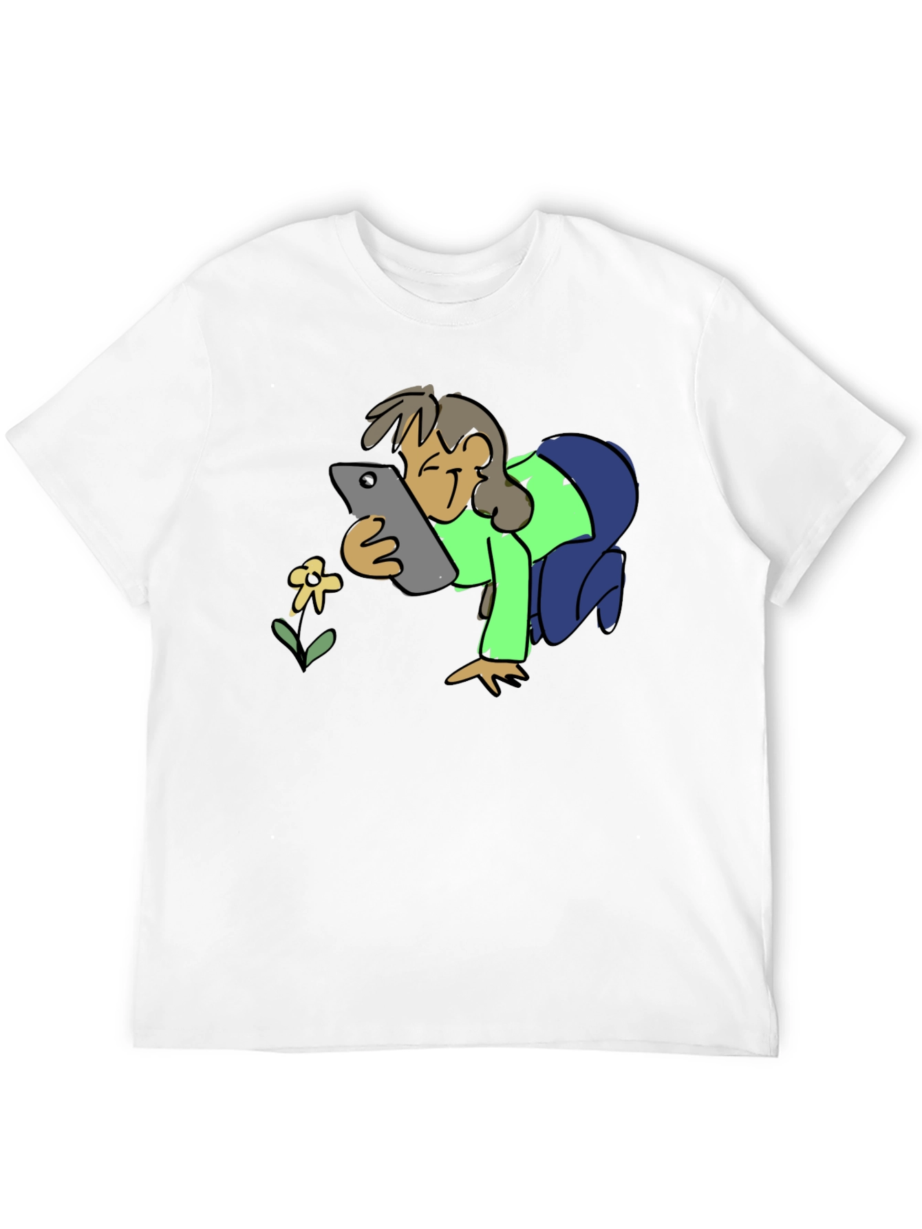 Smartphone Flower Photo Black T-Shirt