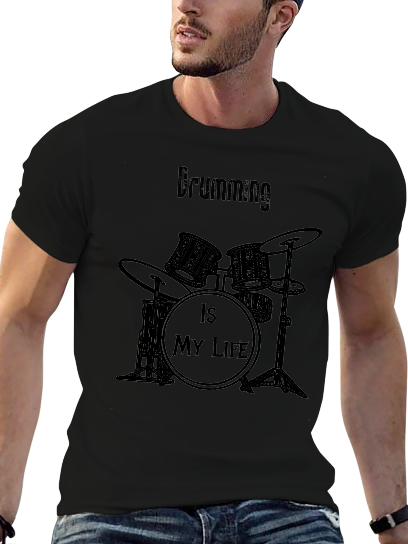 Drumming is My Life Black T-Shirt