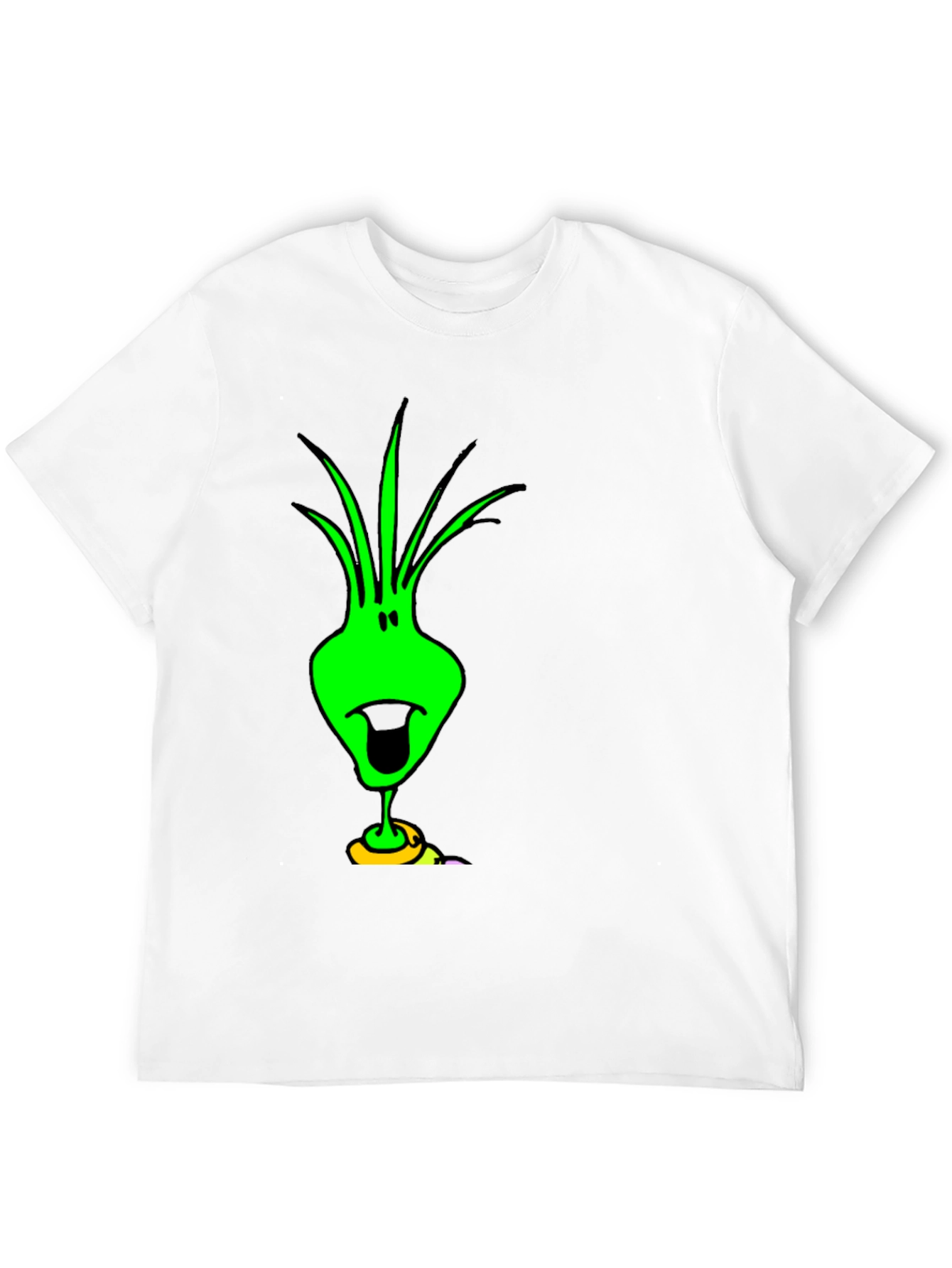 Funky Green Alien Graphic Tee - Black Cotton T-Shirt