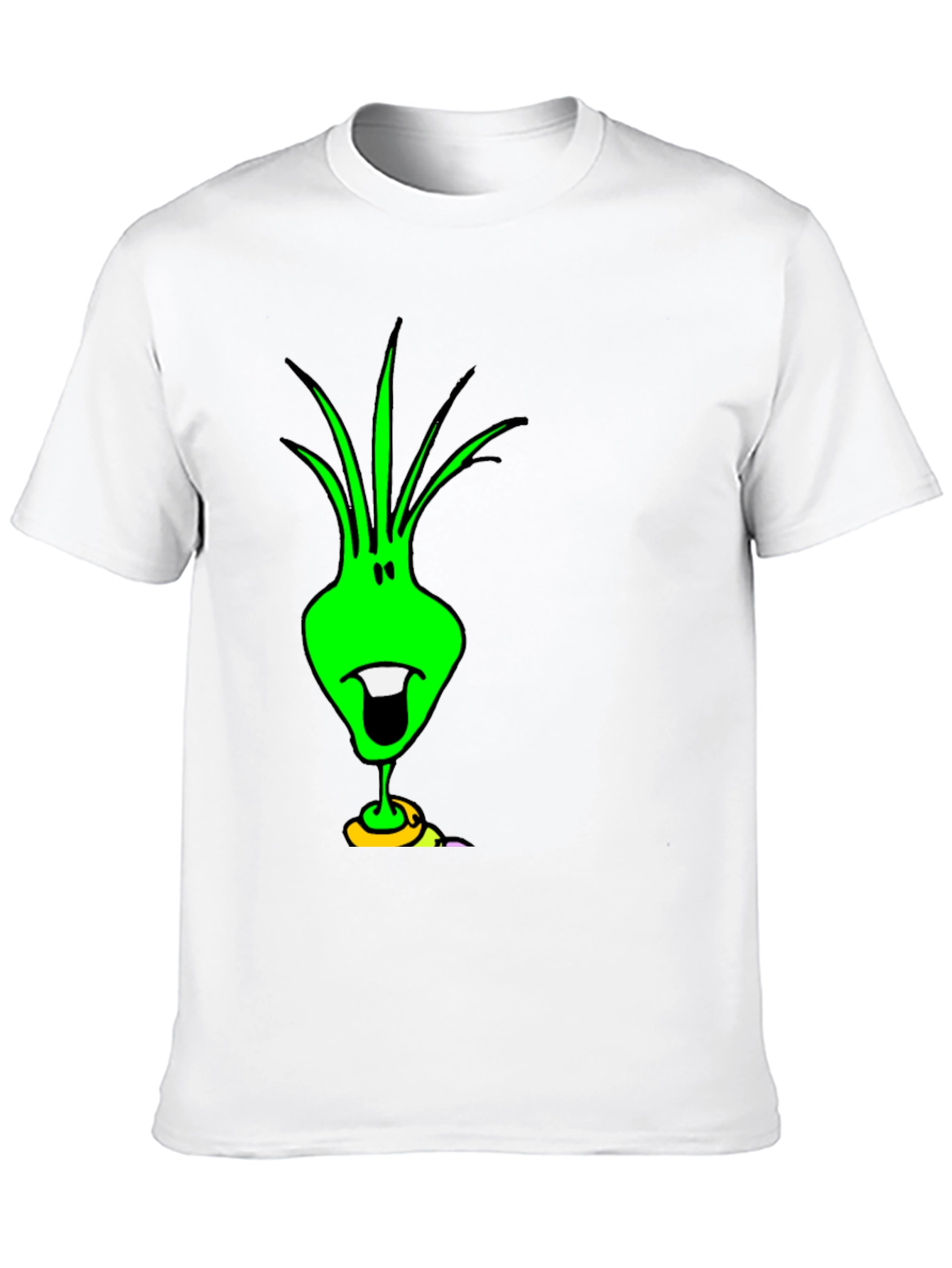 Funky Green Alien Graphic Tee - Black Cotton T-Shirt
