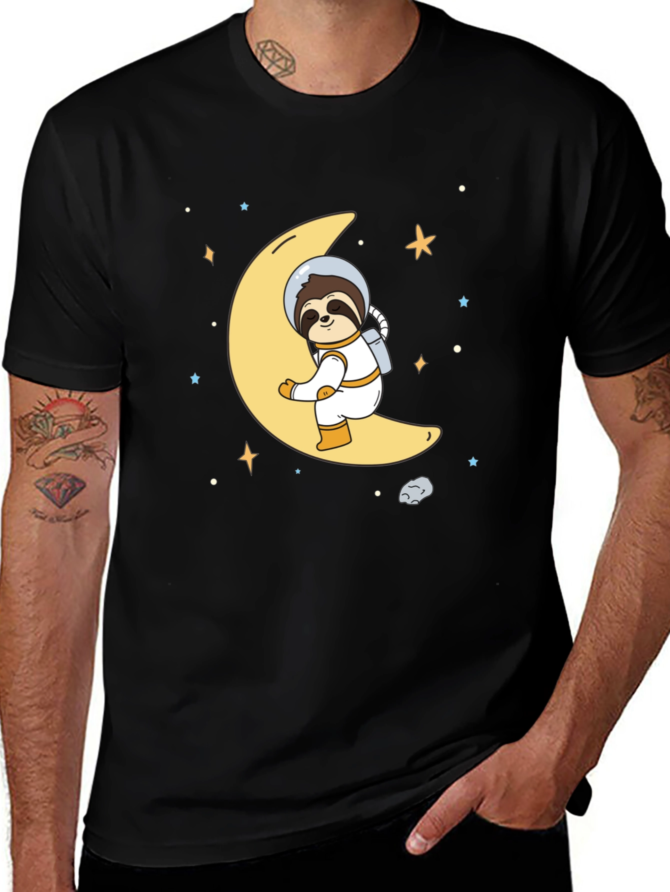 Astronaut Sloth on Moon Graphic T-Shirt