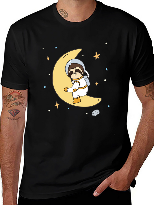 Astronaut Sloth on Moon Graphic T-Shirt