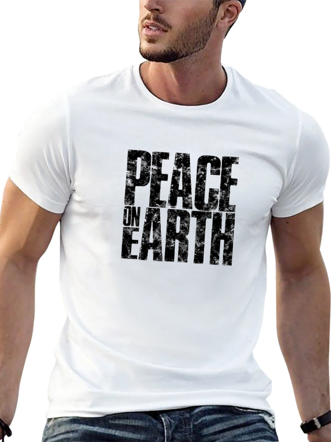 Peace on Earth Graphic Black T-Shirt