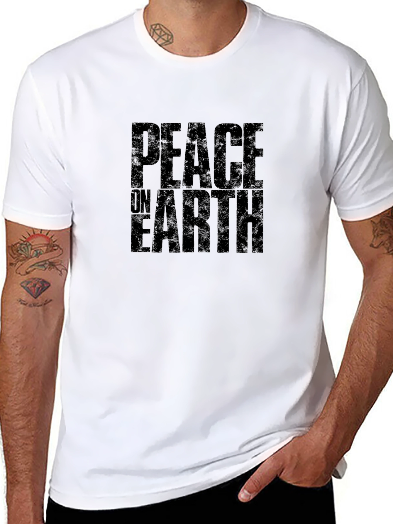 Peace on Earth Graphic Black T-Shirt
