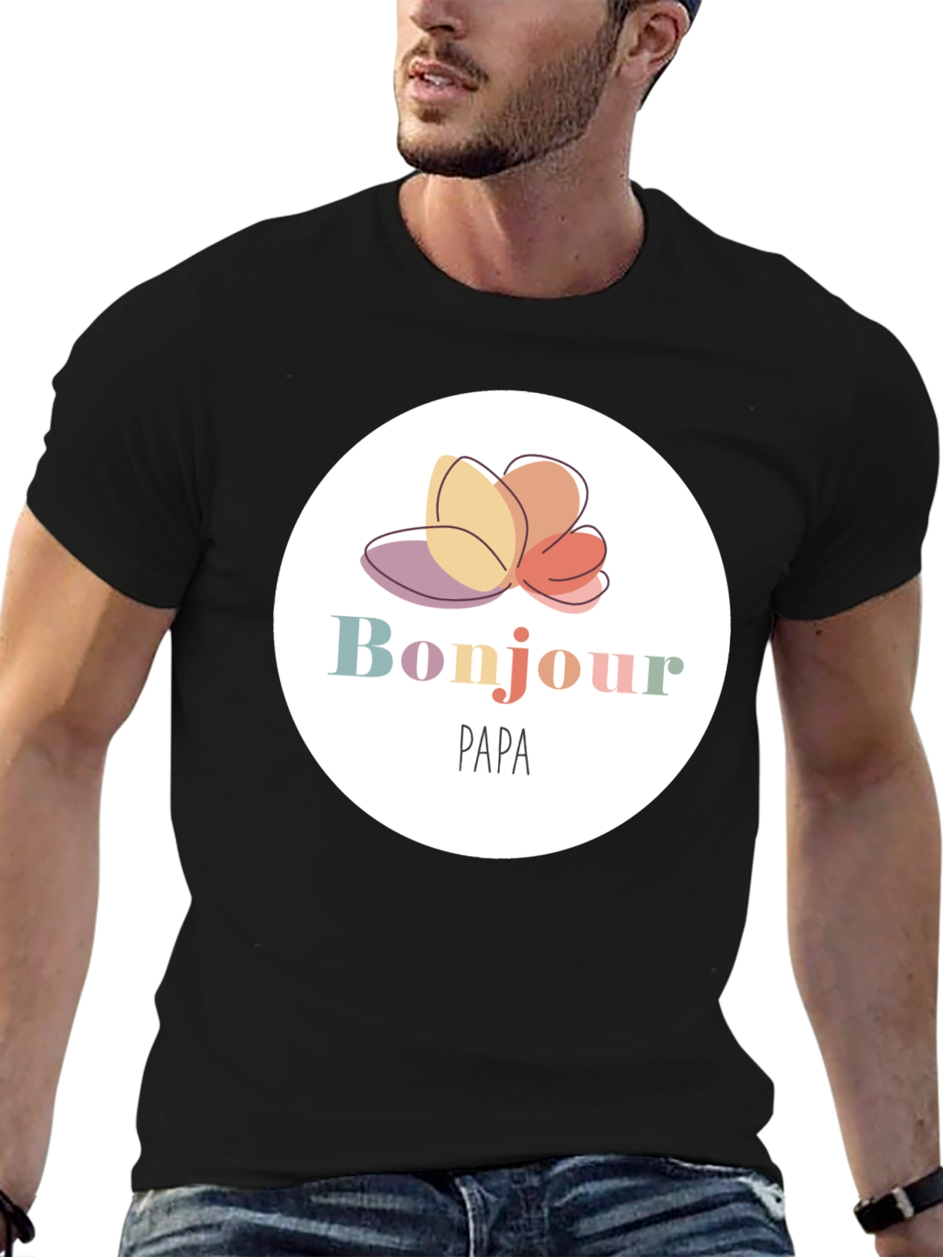 Bonjour Papa T-Shirt - Black Cotton Tee