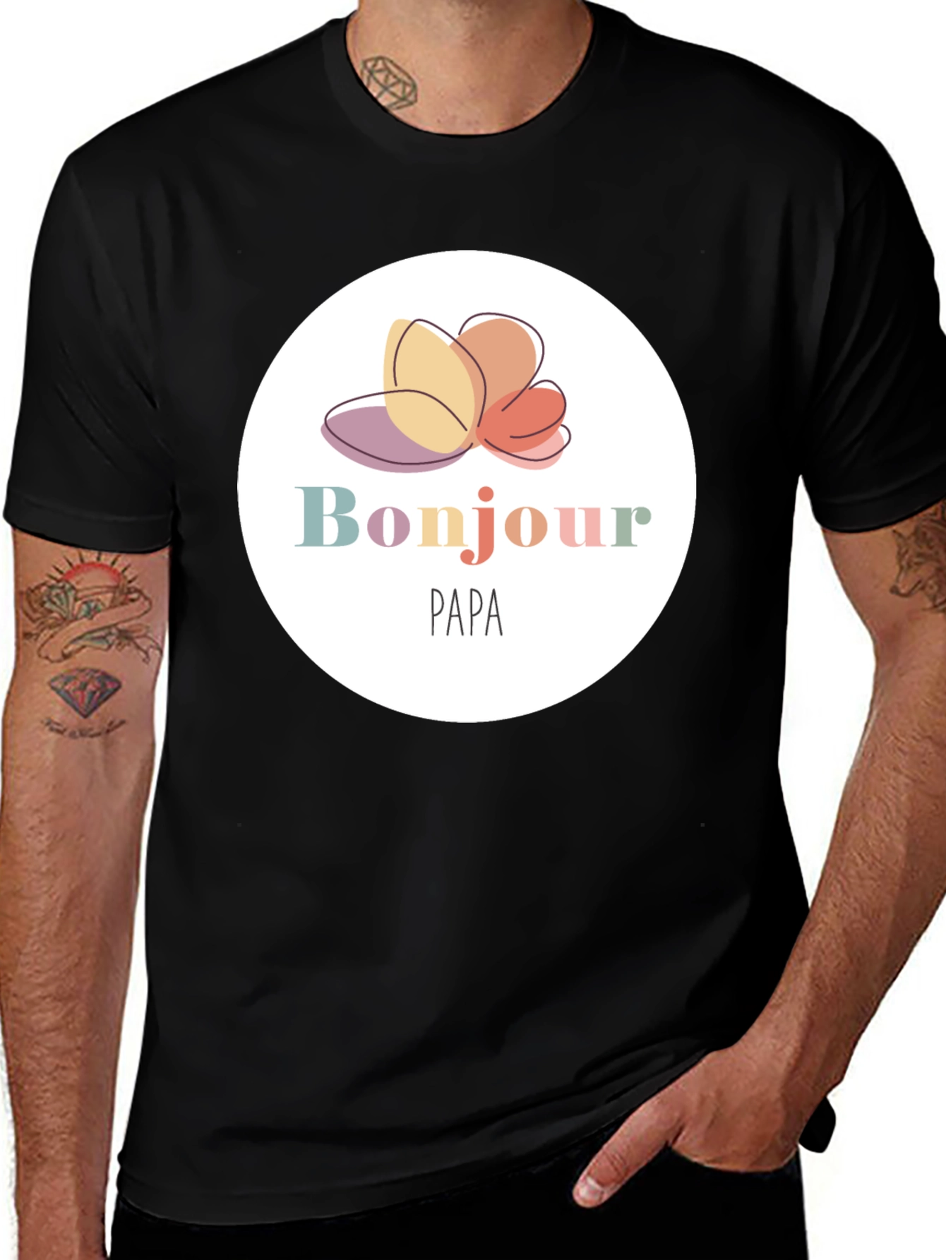 Bonjour Papa T-Shirt - Black Cotton Tee