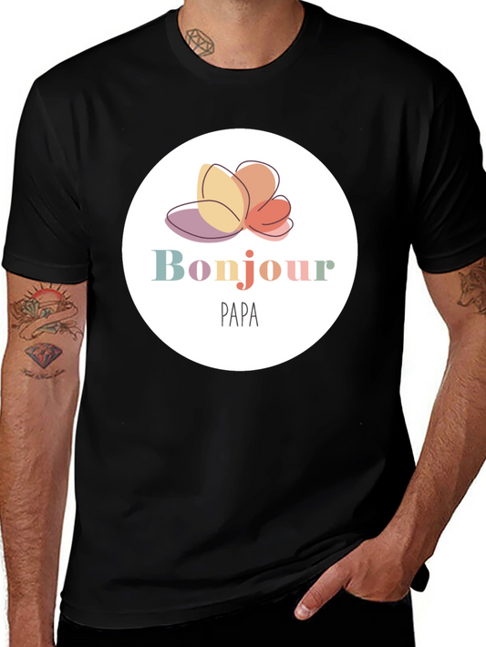 Bonjour Papa T-Shirt - Black Cotton Tee