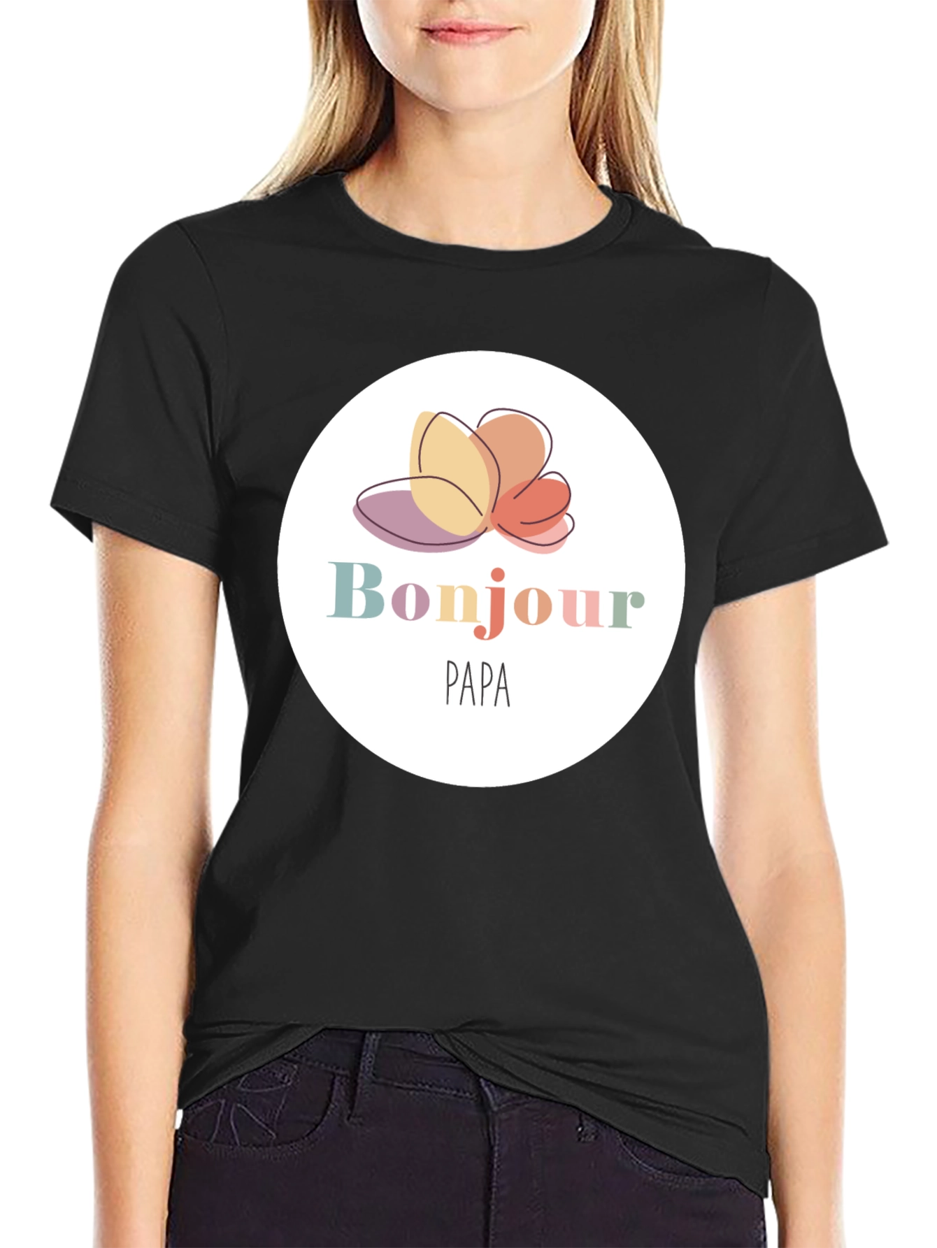 Bonjour Papa T-Shirt - Black Cotton Tee