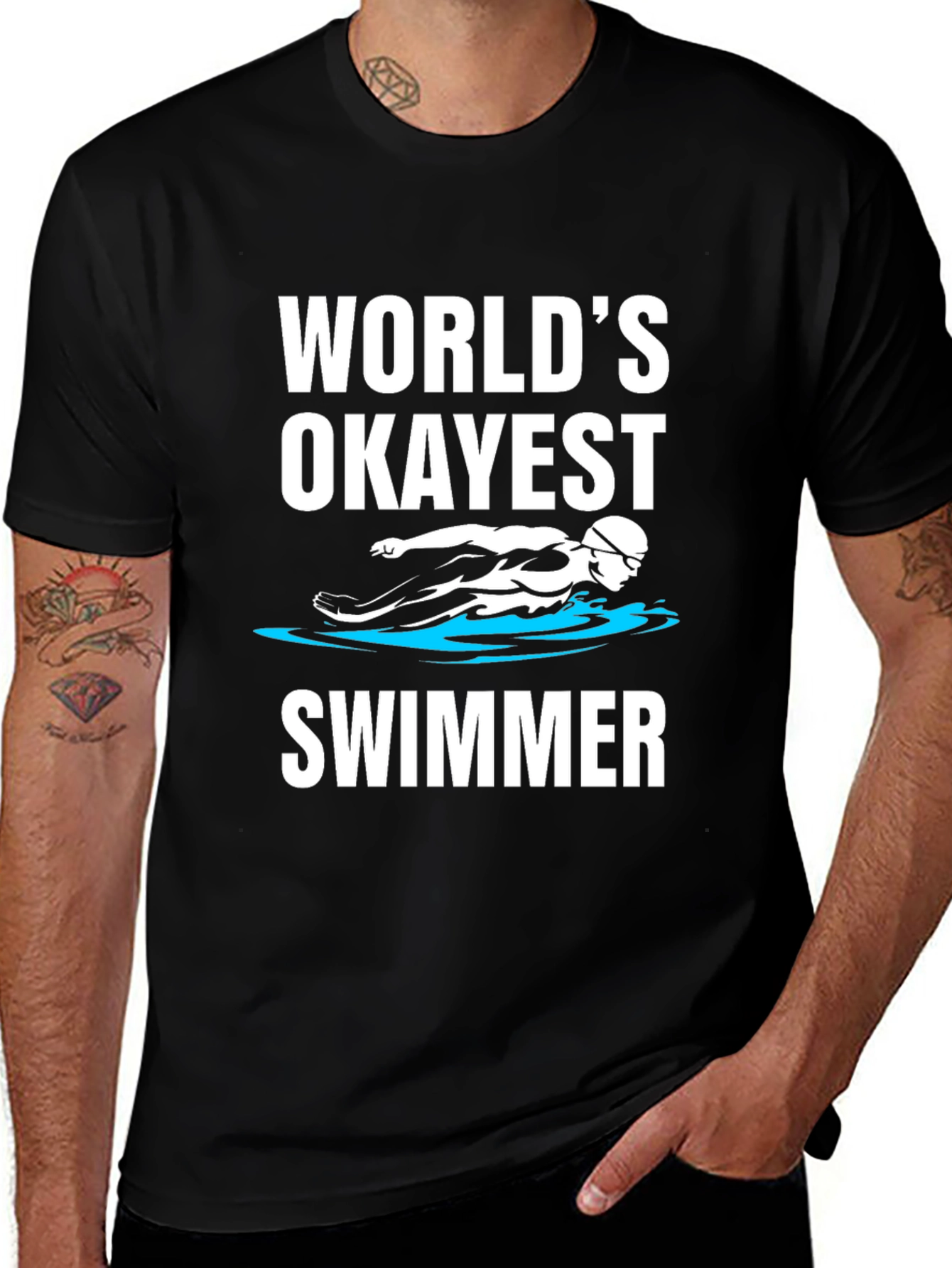 Worlds Okayest Swimmer - Funny Graphic T-Shirt