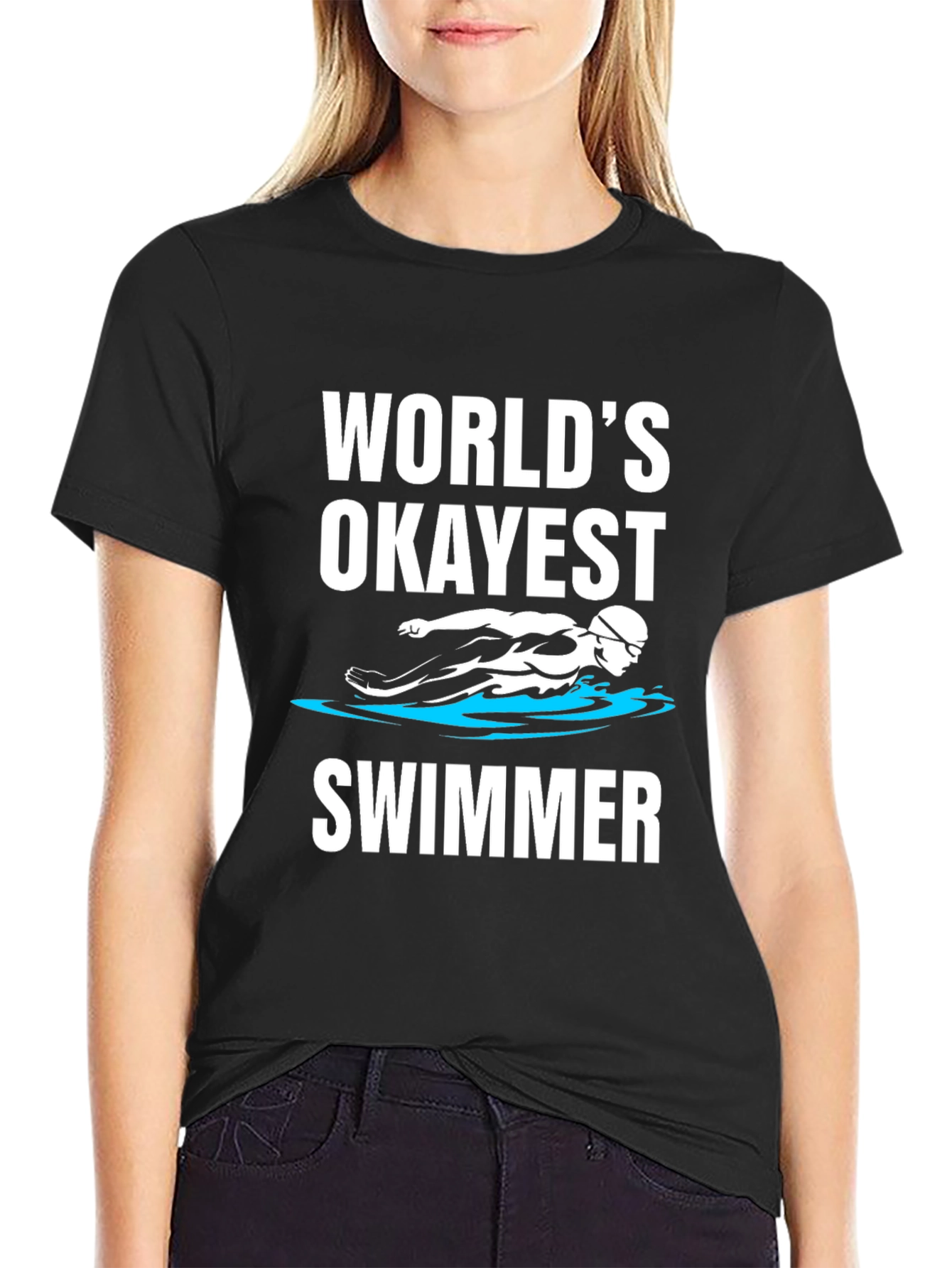 Worlds Okayest Swimmer - Funny Graphic T-Shirt