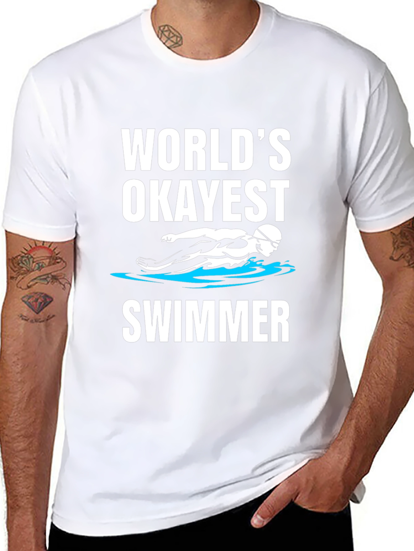 Worlds Okayest Swimmer - Funny Graphic T-Shirt