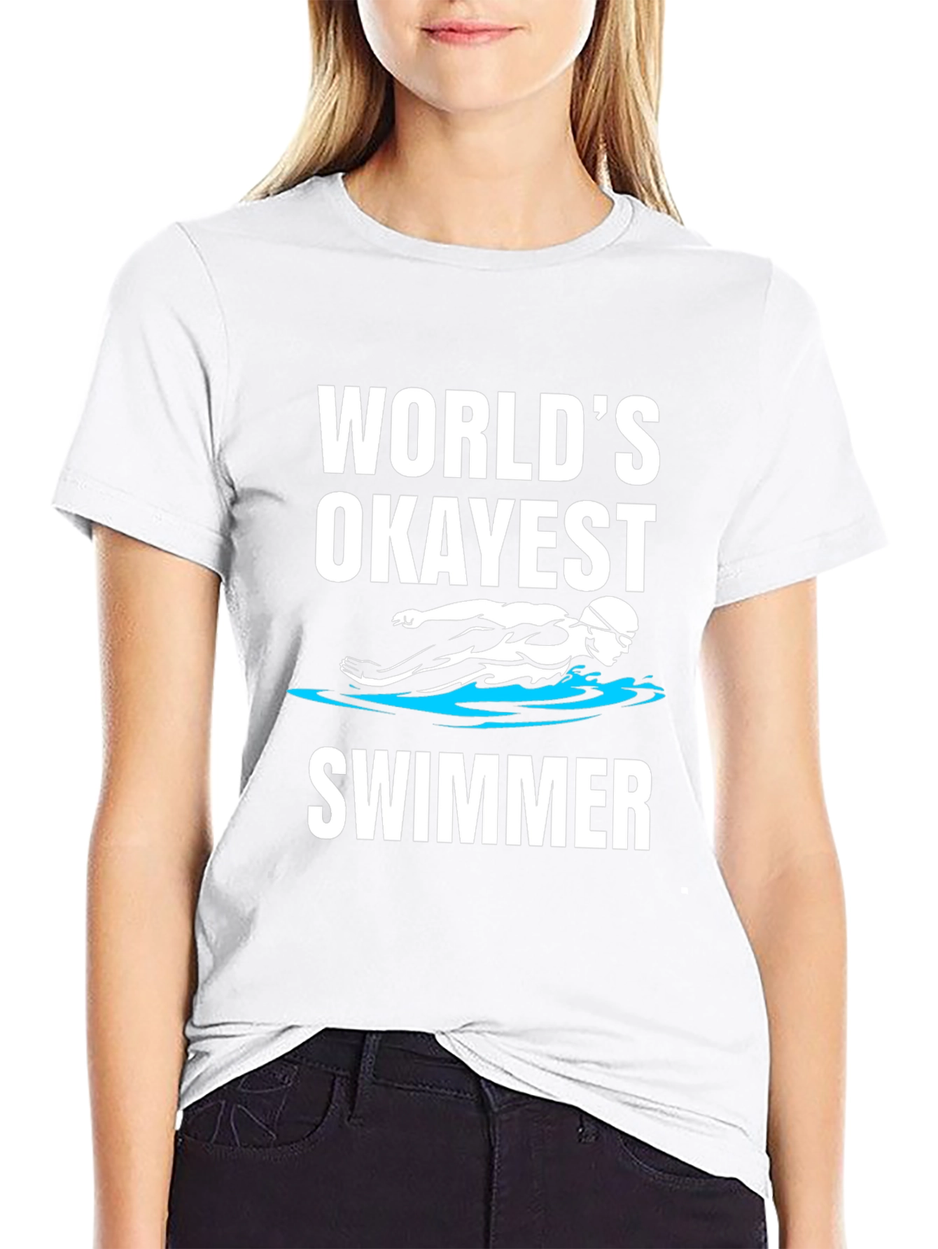 Worlds Okayest Swimmer - Funny Graphic T-Shirt