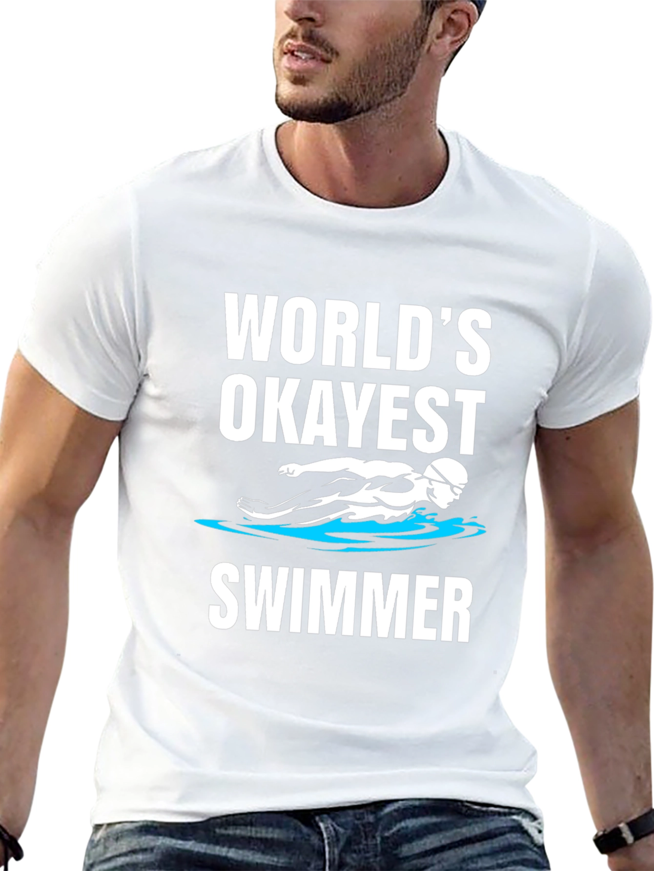 Worlds Okayest Swimmer - Funny Graphic T-Shirt
