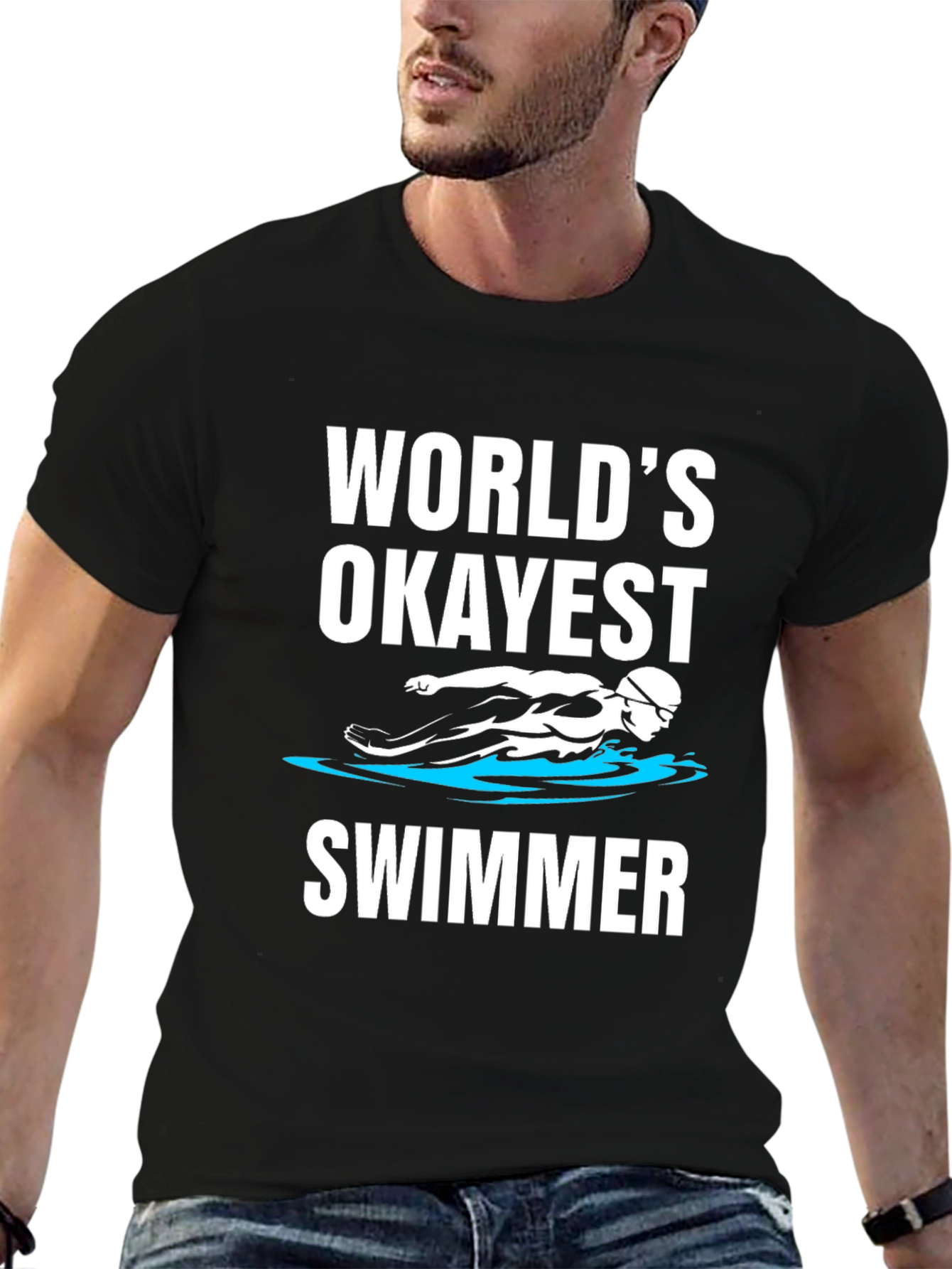 Worlds Okayest Swimmer - Funny Graphic T-Shirt