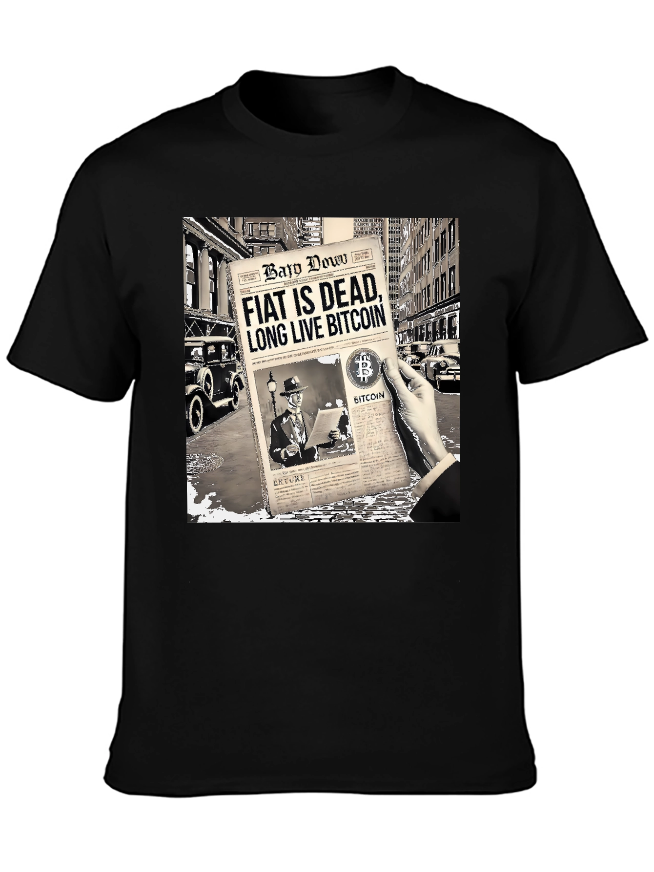 Bitcoin Newspaper Graphic T-Shirt