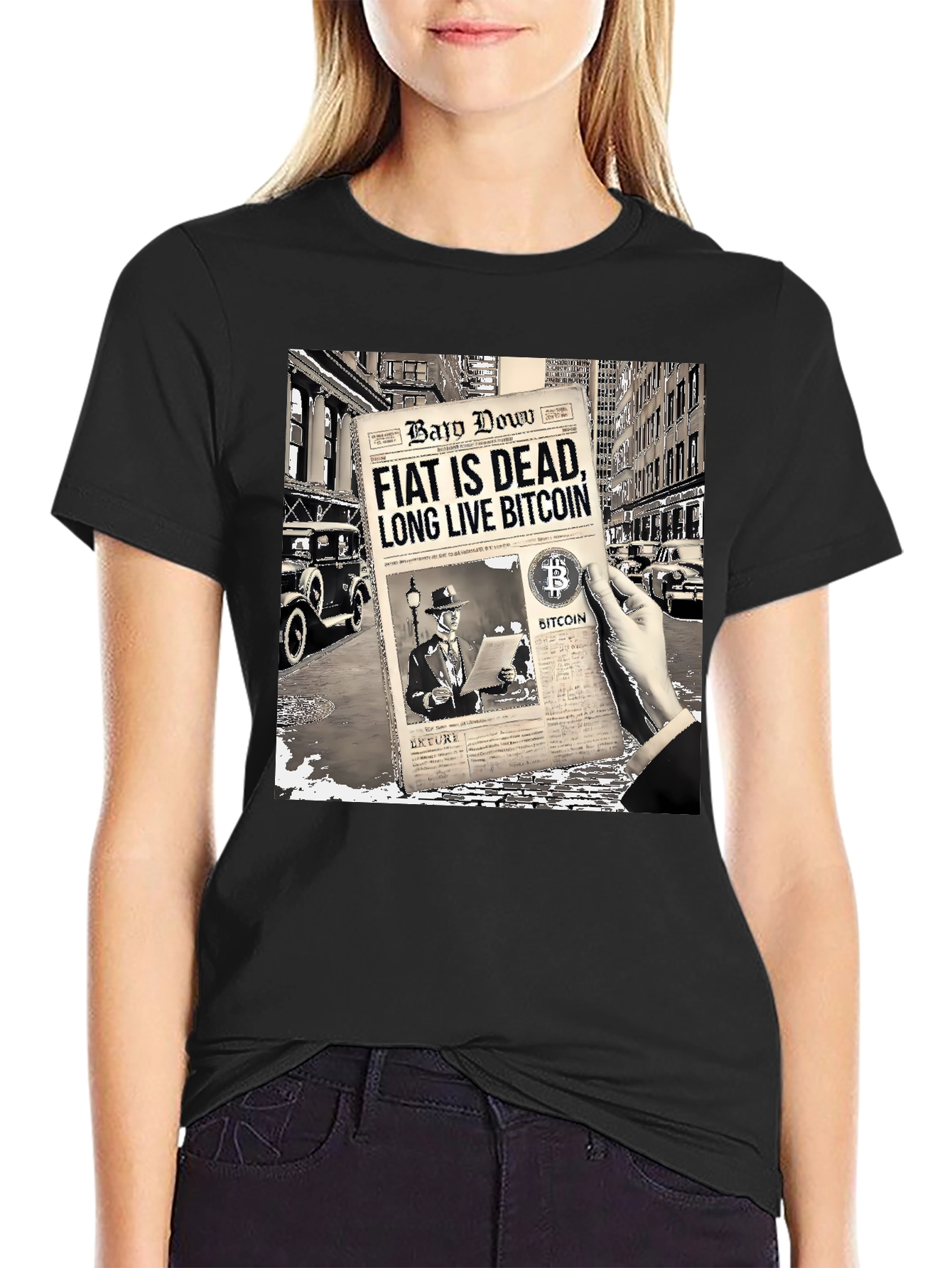 Bitcoin Newspaper Graphic T-Shirt