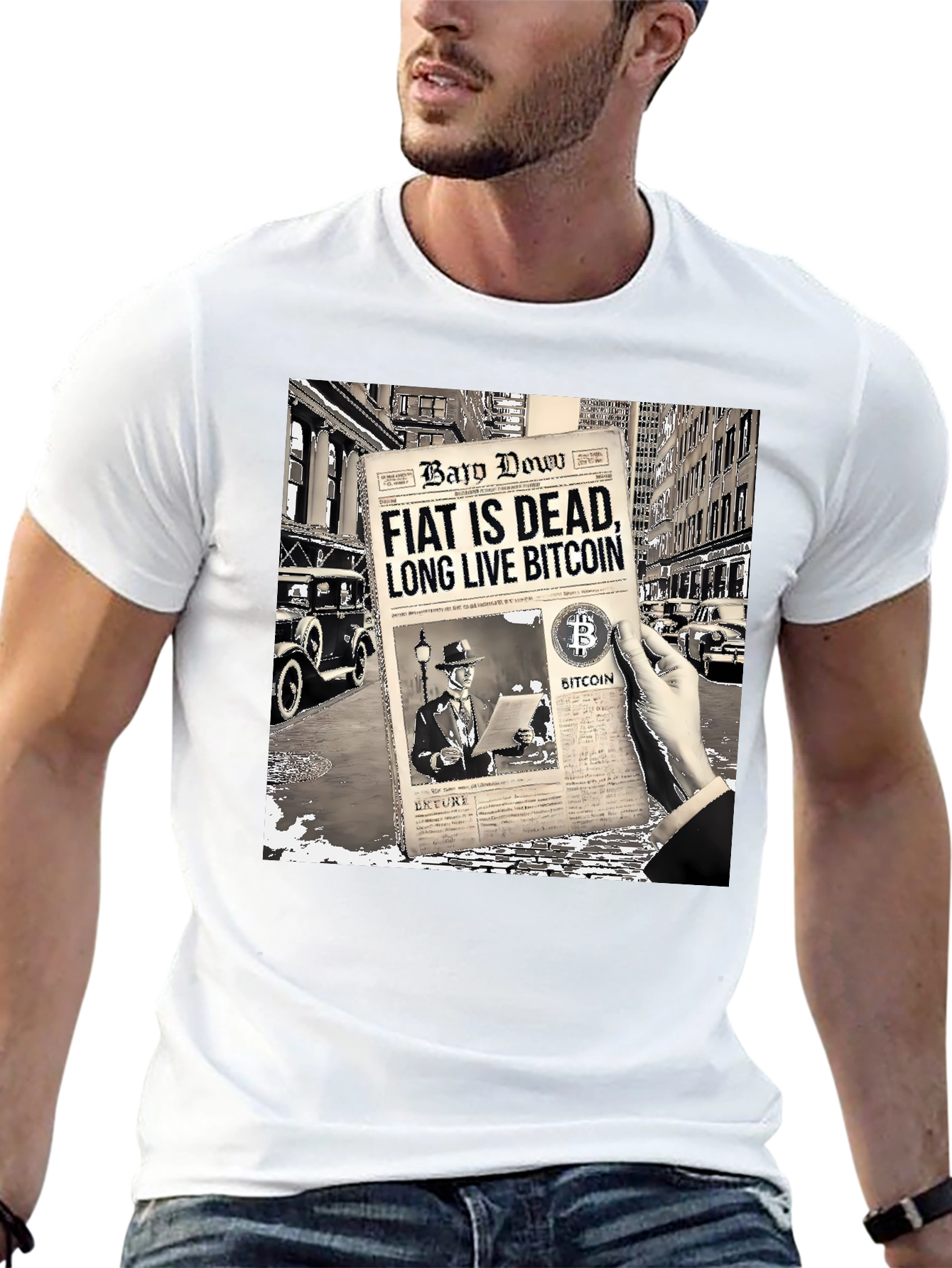 Bitcoin Newspaper Graphic T-Shirt