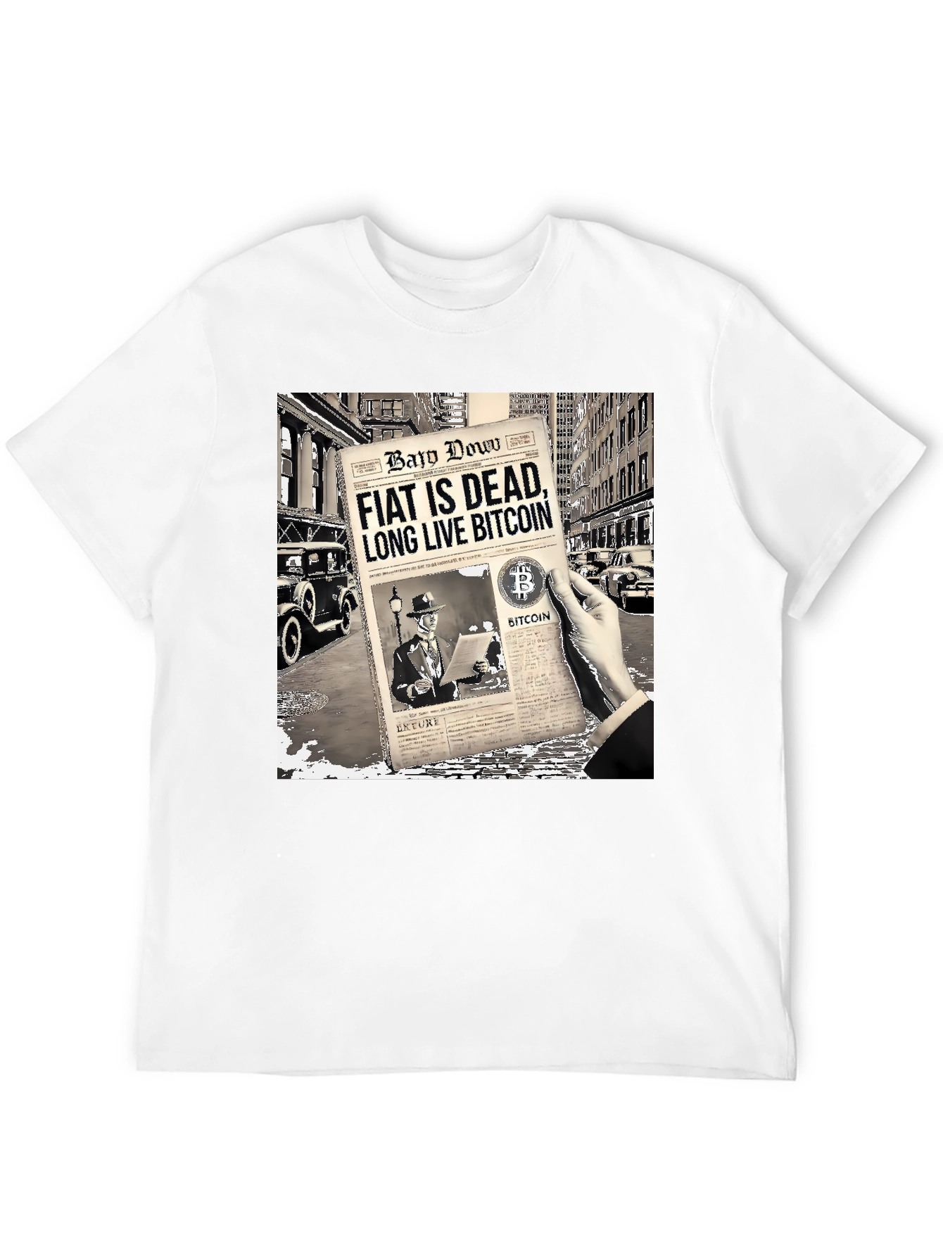 Bitcoin Newspaper Graphic T-Shirt