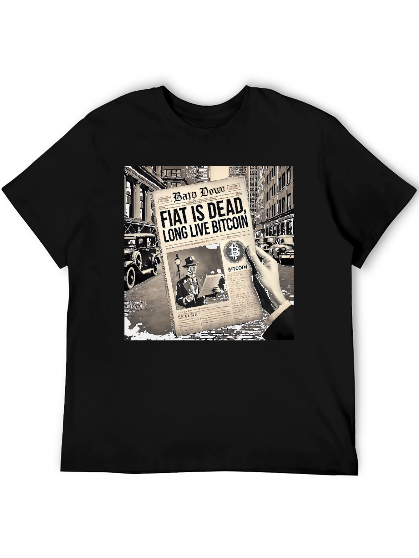 Bitcoin Newspaper Graphic T-Shirt