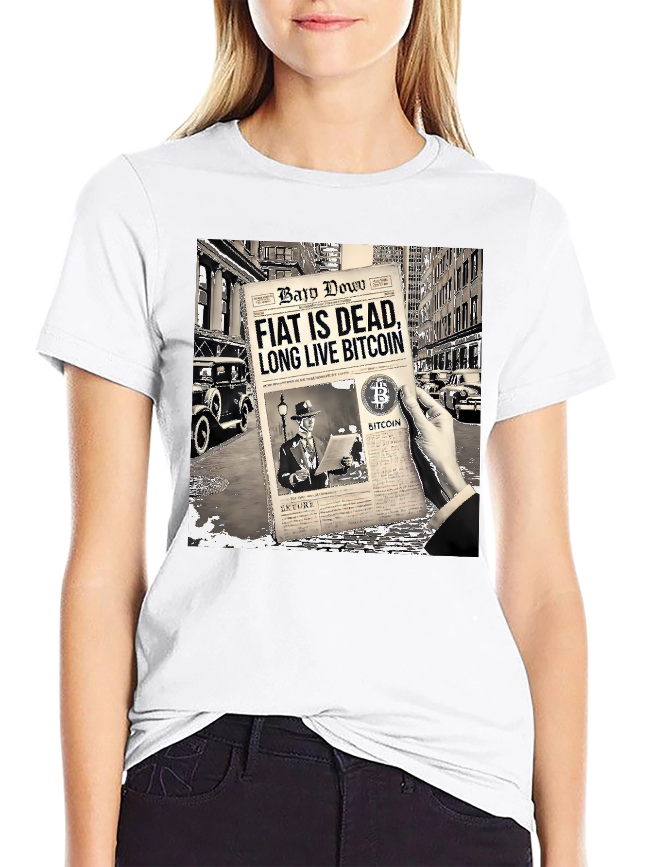 Bitcoin Newspaper Graphic T-Shirt