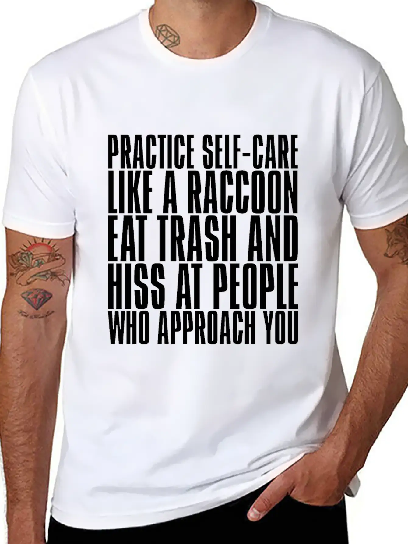 Practice Self-Care Like A Raccoon Unisex Casual T-Shirt – Clean Design For Daily Comfort