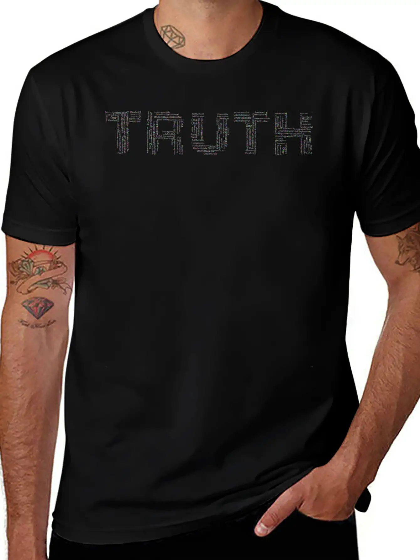 Prismatic Truth Word Cloud No Background Unisex Casual T-Shirt – Clean Design For Daily Comfort