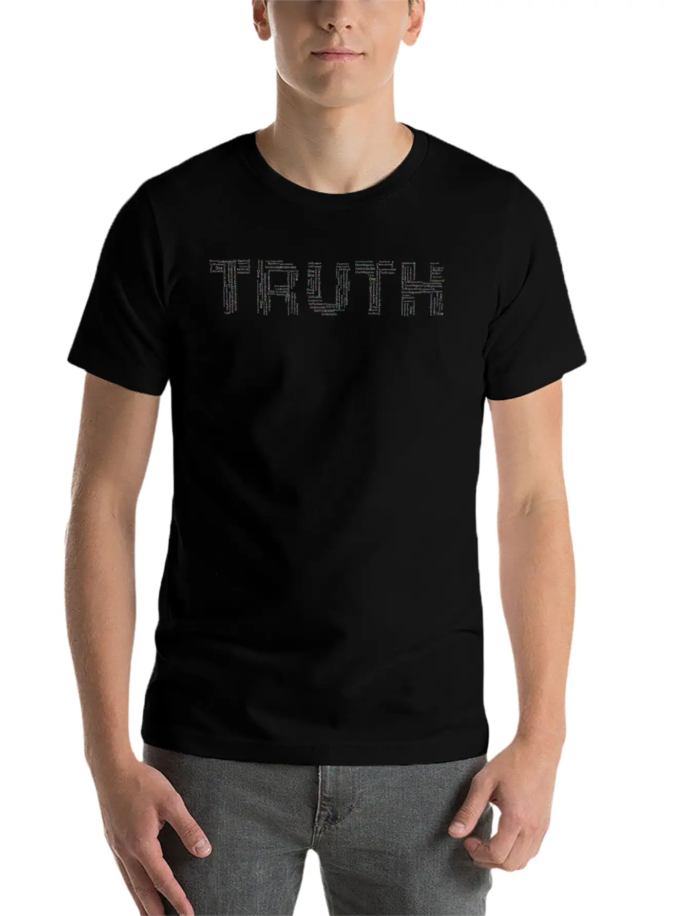 Prismatic Truth Word Cloud No Background Unisex Casual T-Shirt – Clean Design For Daily Comfort