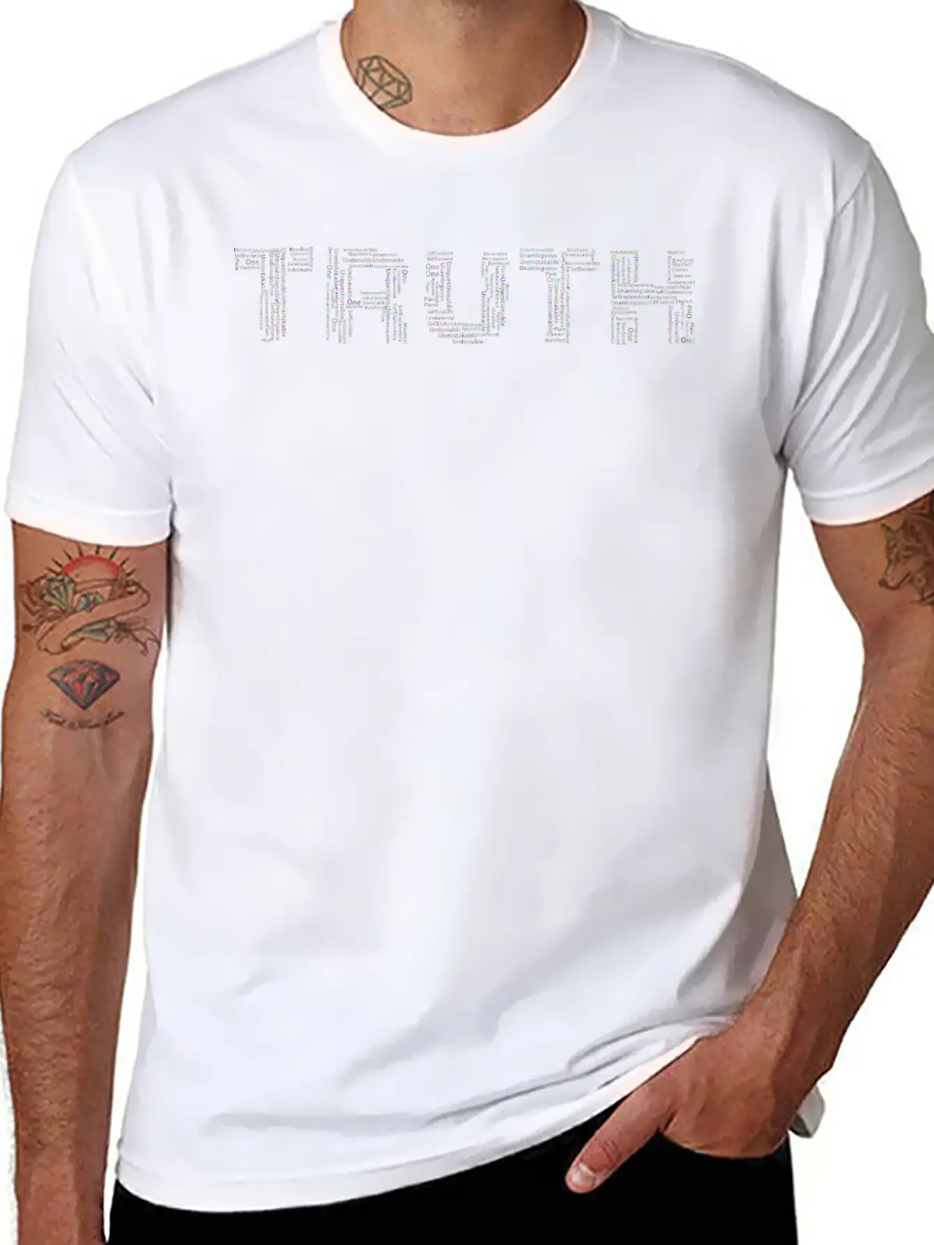 Prismatic Truth Word Cloud No Background Unisex Casual T-Shirt – Clean Design For Daily Comfort