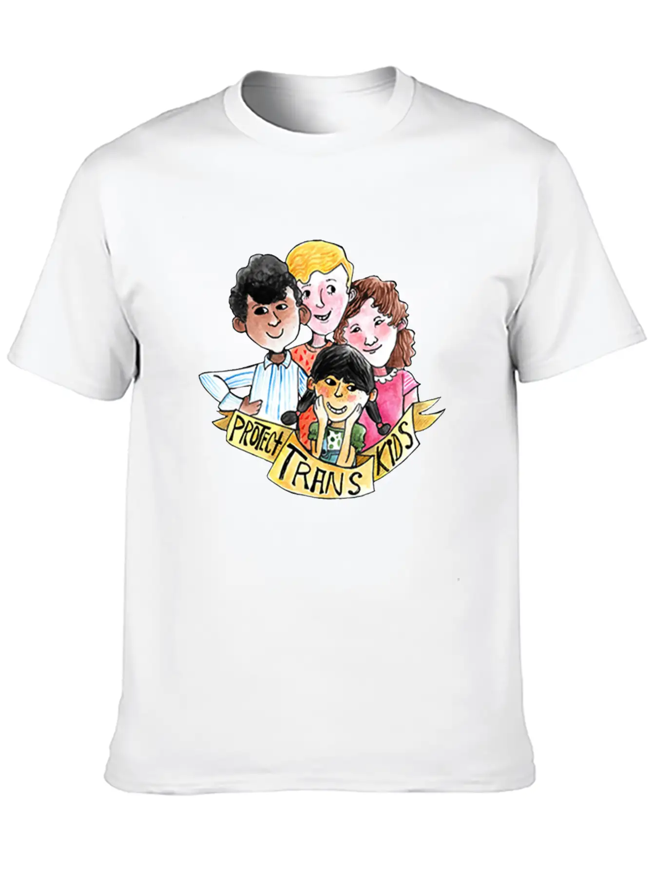 PROTECT TRANS KIDS Unisex Casual T-Shirt – Clean Design For Daily Comfort