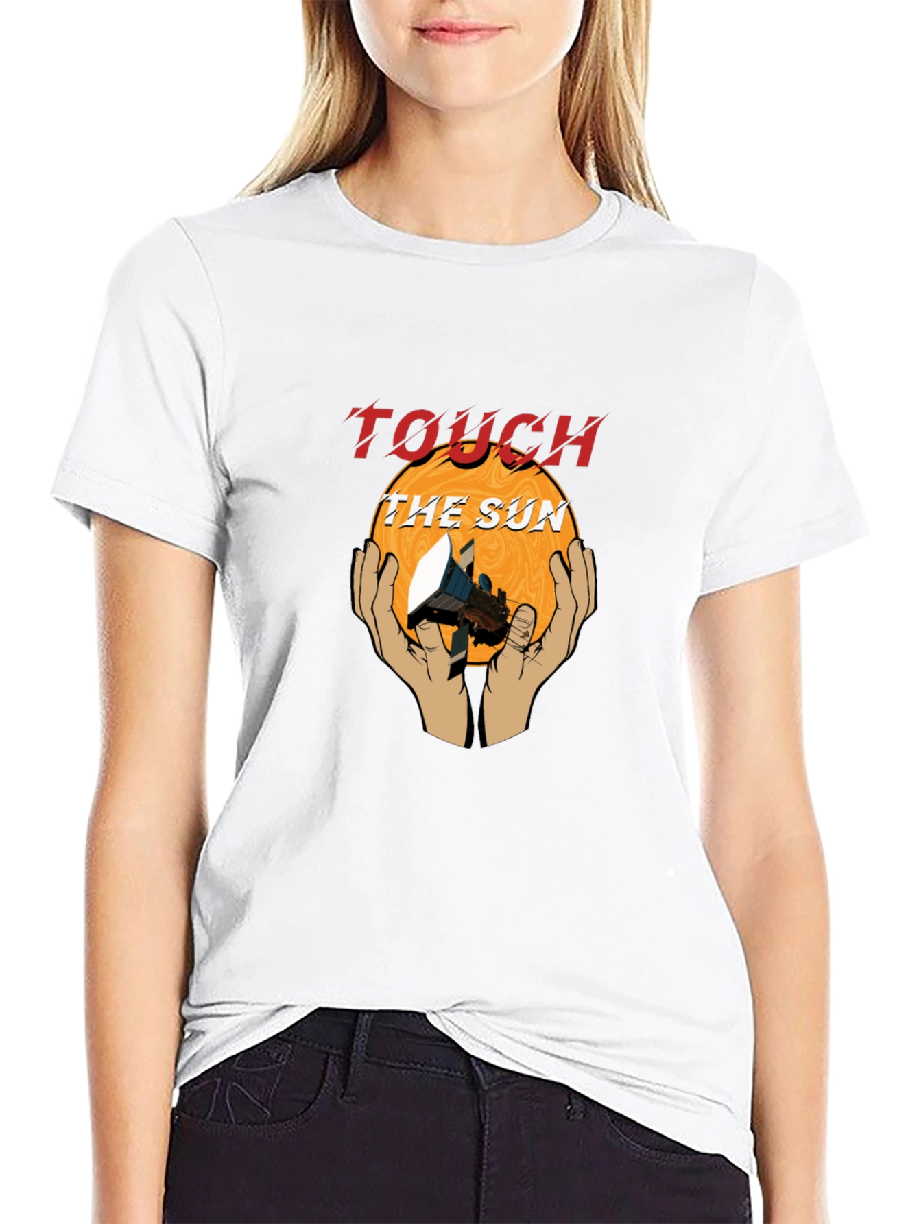 Touch the Sun Graphic Tee - Stylish Black T-Shirt