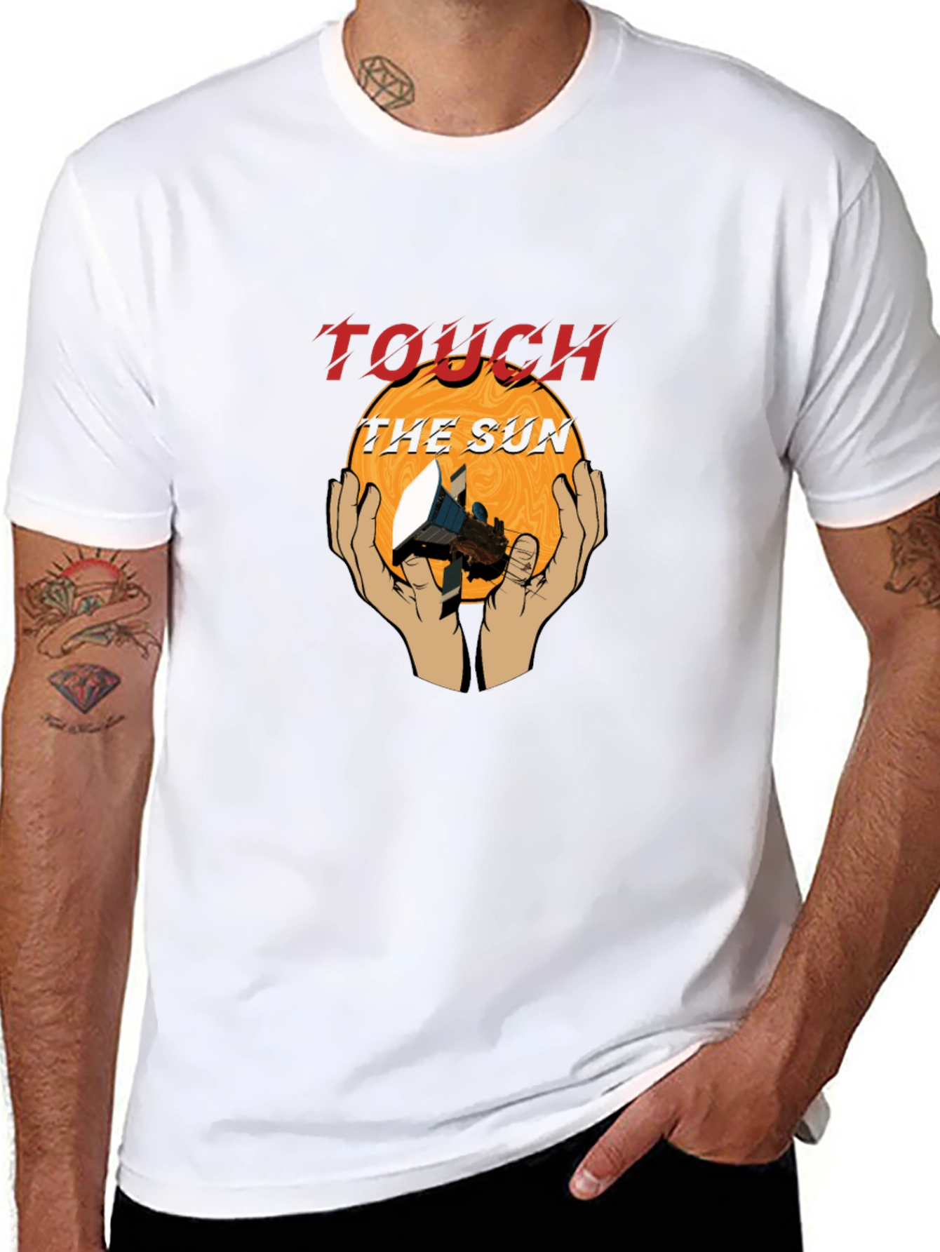 Touch the Sun Graphic Tee - Stylish Black T-Shirt