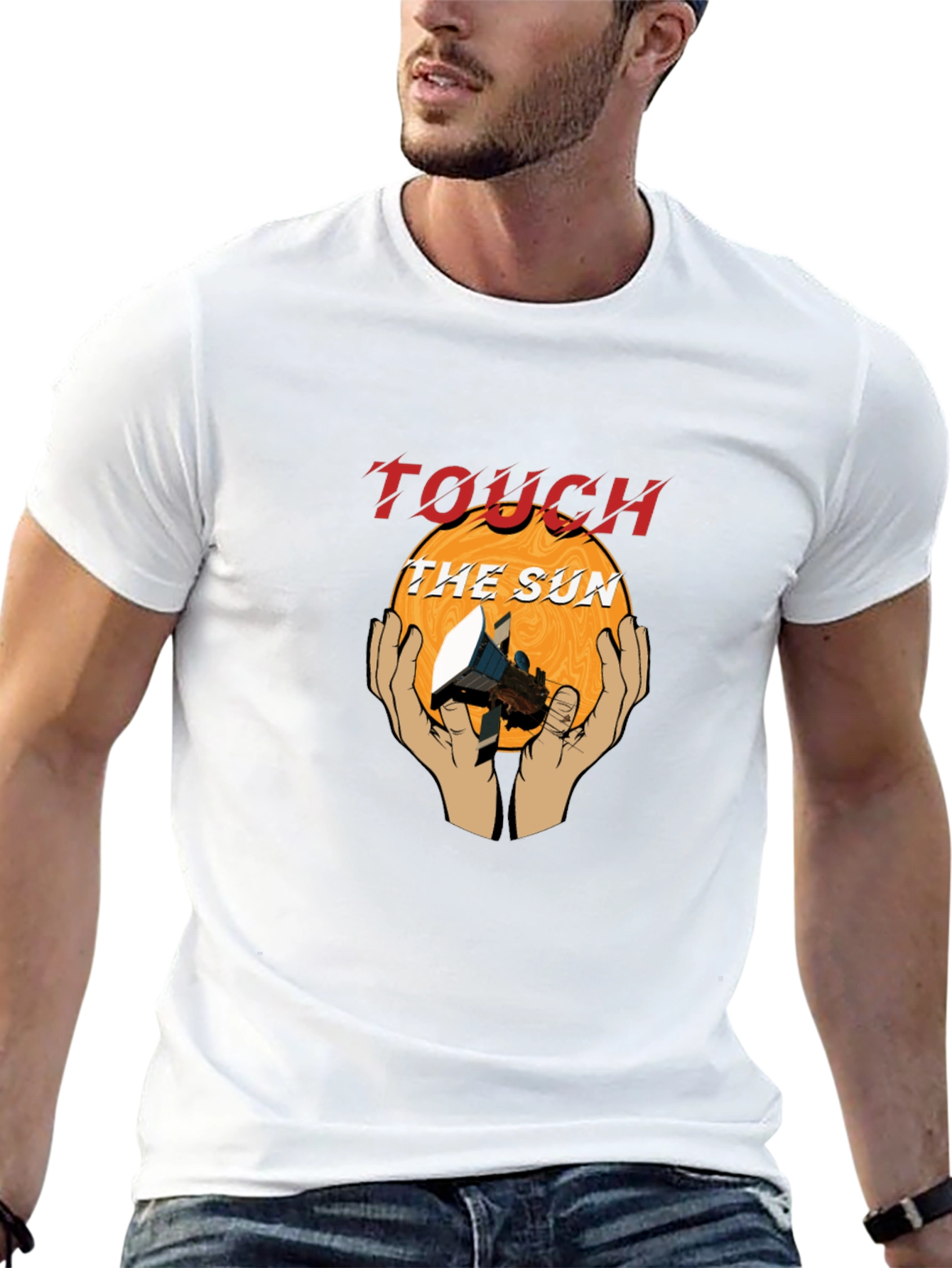Touch the Sun Graphic Tee - Stylish Black T-Shirt