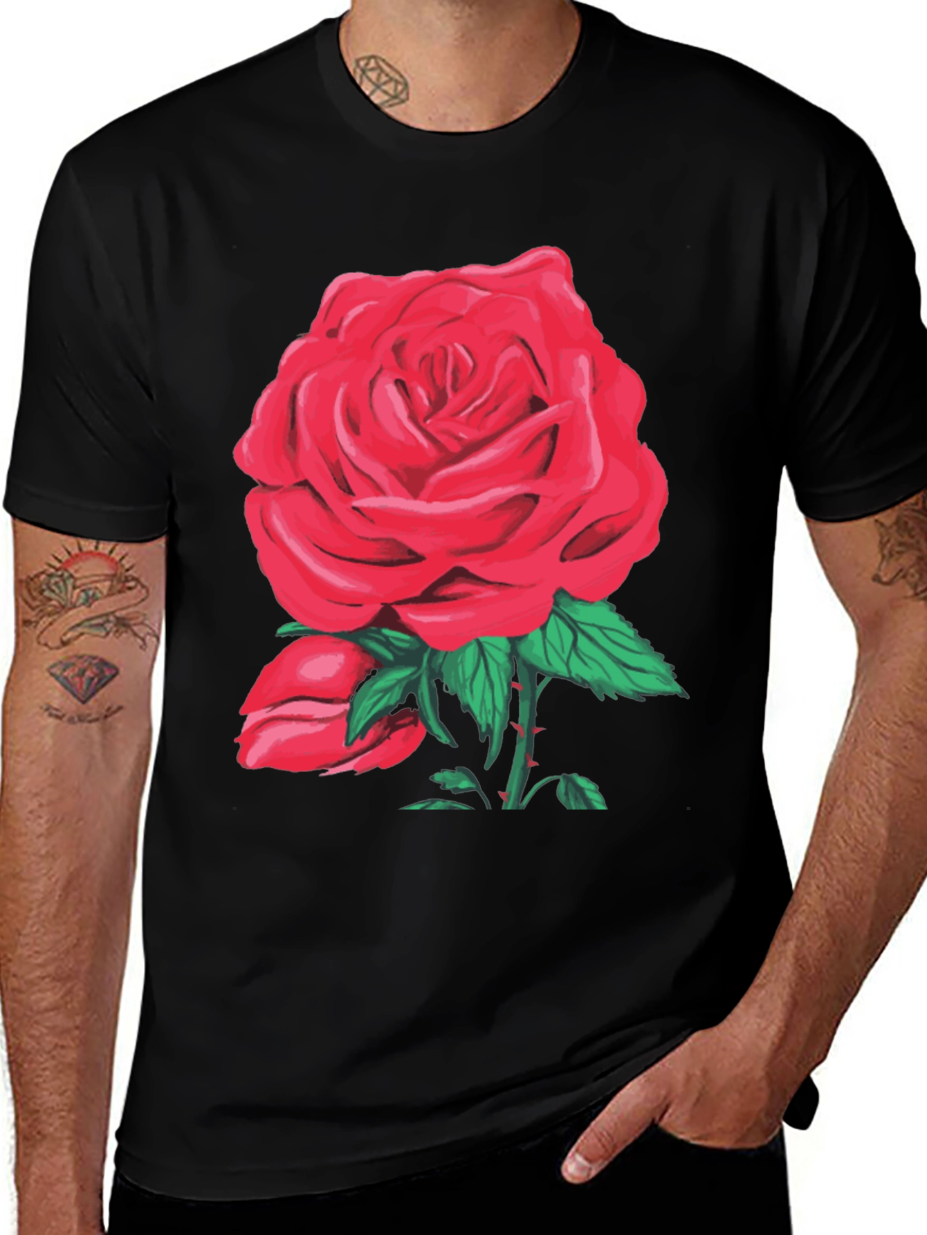 Red Rose Graphic T-Shirt - Floral Design