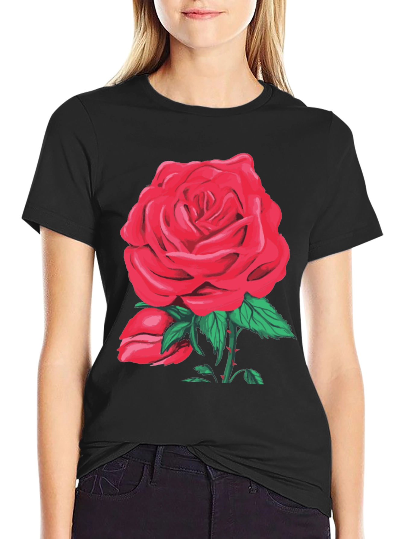 Red Rose Graphic T-Shirt - Floral Design