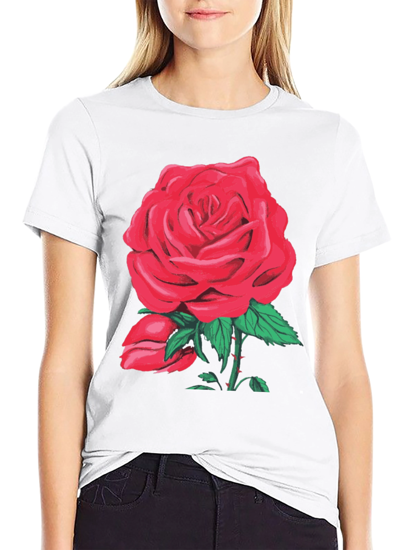Red Rose Graphic T-Shirt - Floral Design
